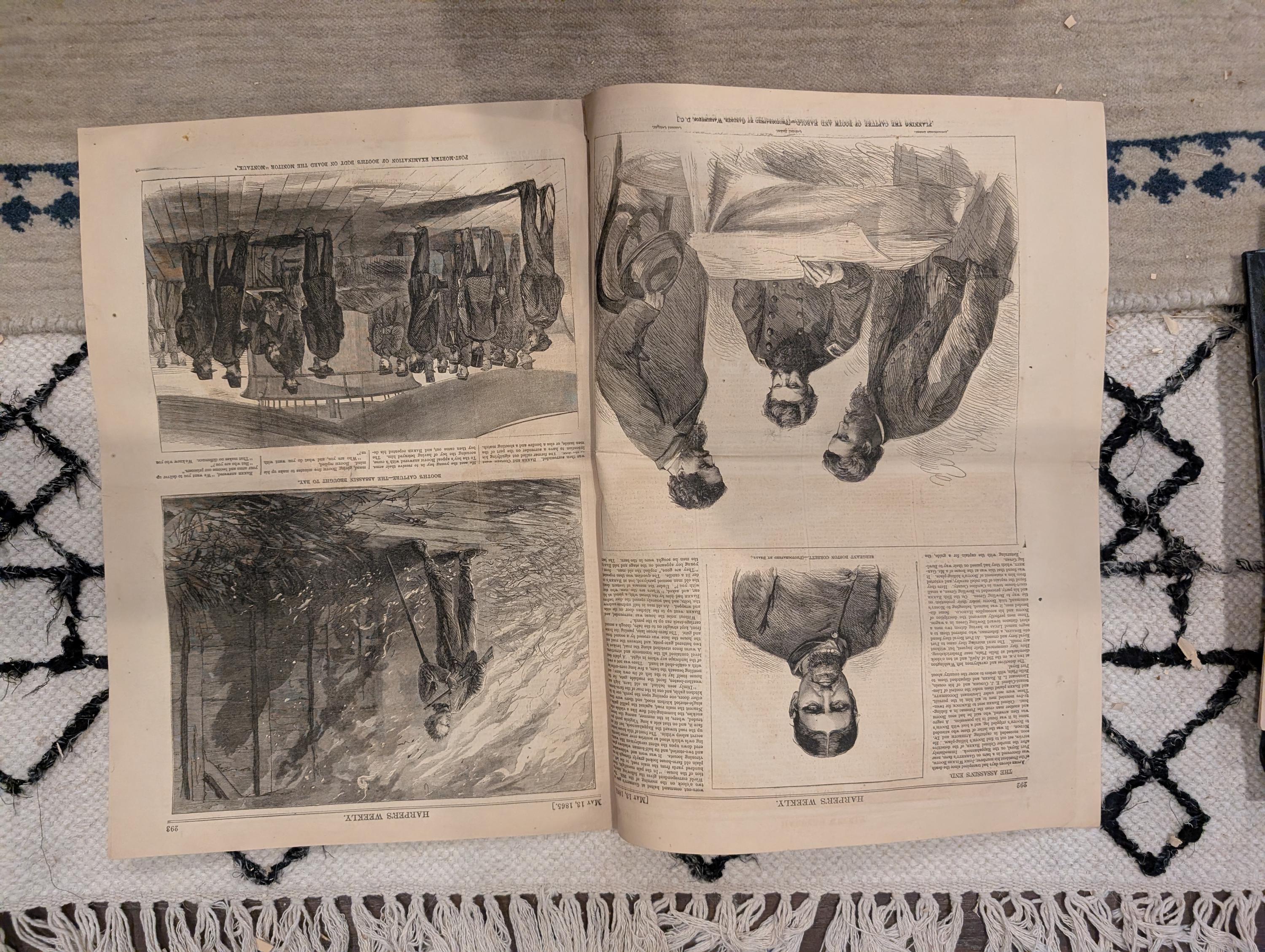 1865 Capture of Booth Harper's Weekly May 13 Lincoln Funeral Procession