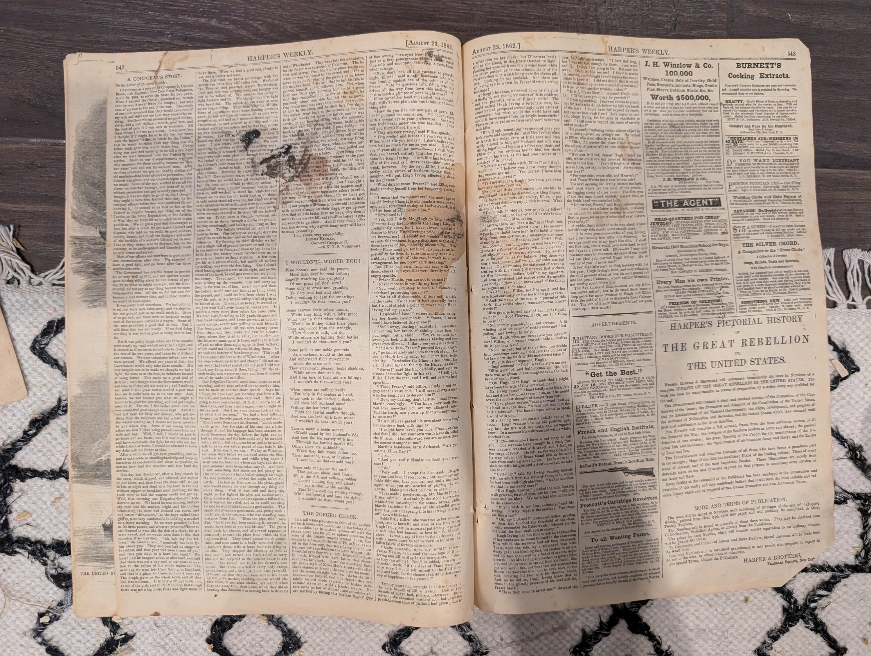 Harper’s Weekly August 23 1862 Civil War Capitol War Meeting Ironclads Harrison’s Landing Newspaper