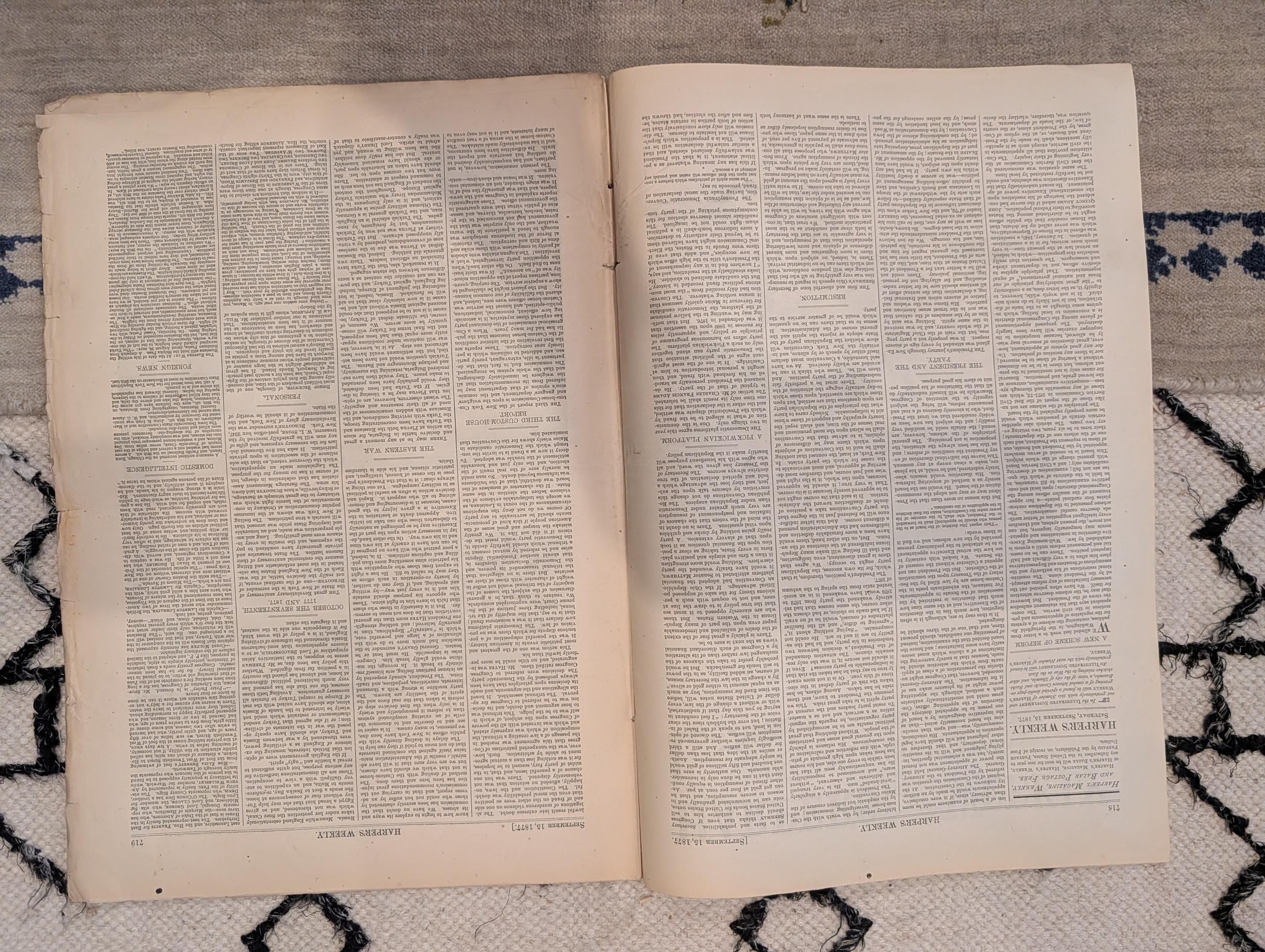 1877 Brigham Young Obituary, Cossacks vs. Bashi-Bazouks, Shumla — Sep 15