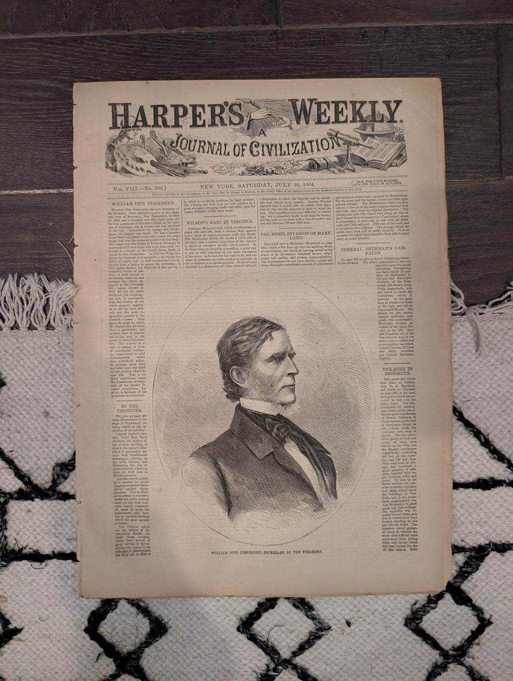 1864 Maryland Rebel Raid Harper's Weekly July 30 Petersburg Trenches
