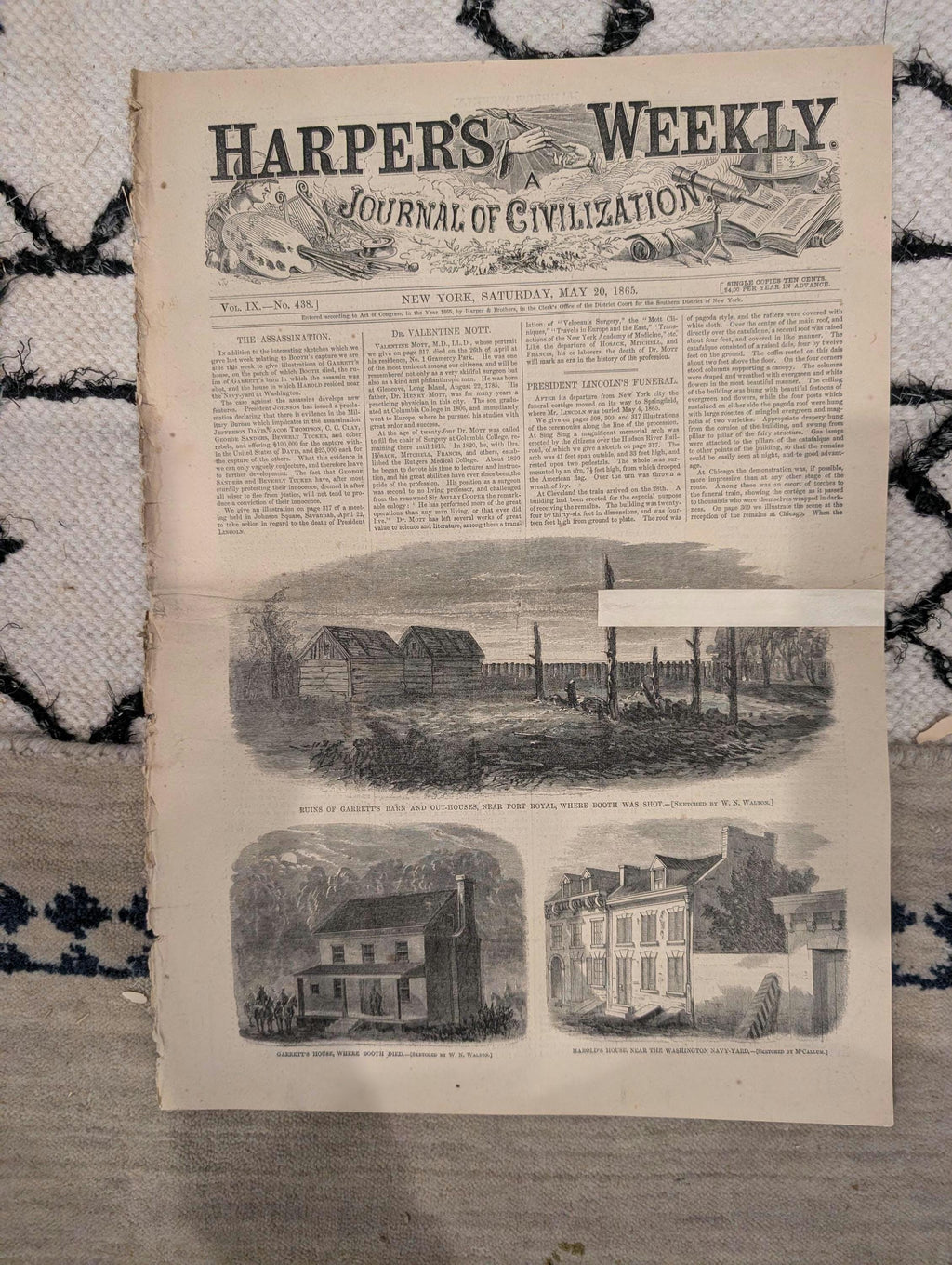 1865 Lincoln Funeral Chicago Harper's Weekly May 20 Garrett's Barn Sultana