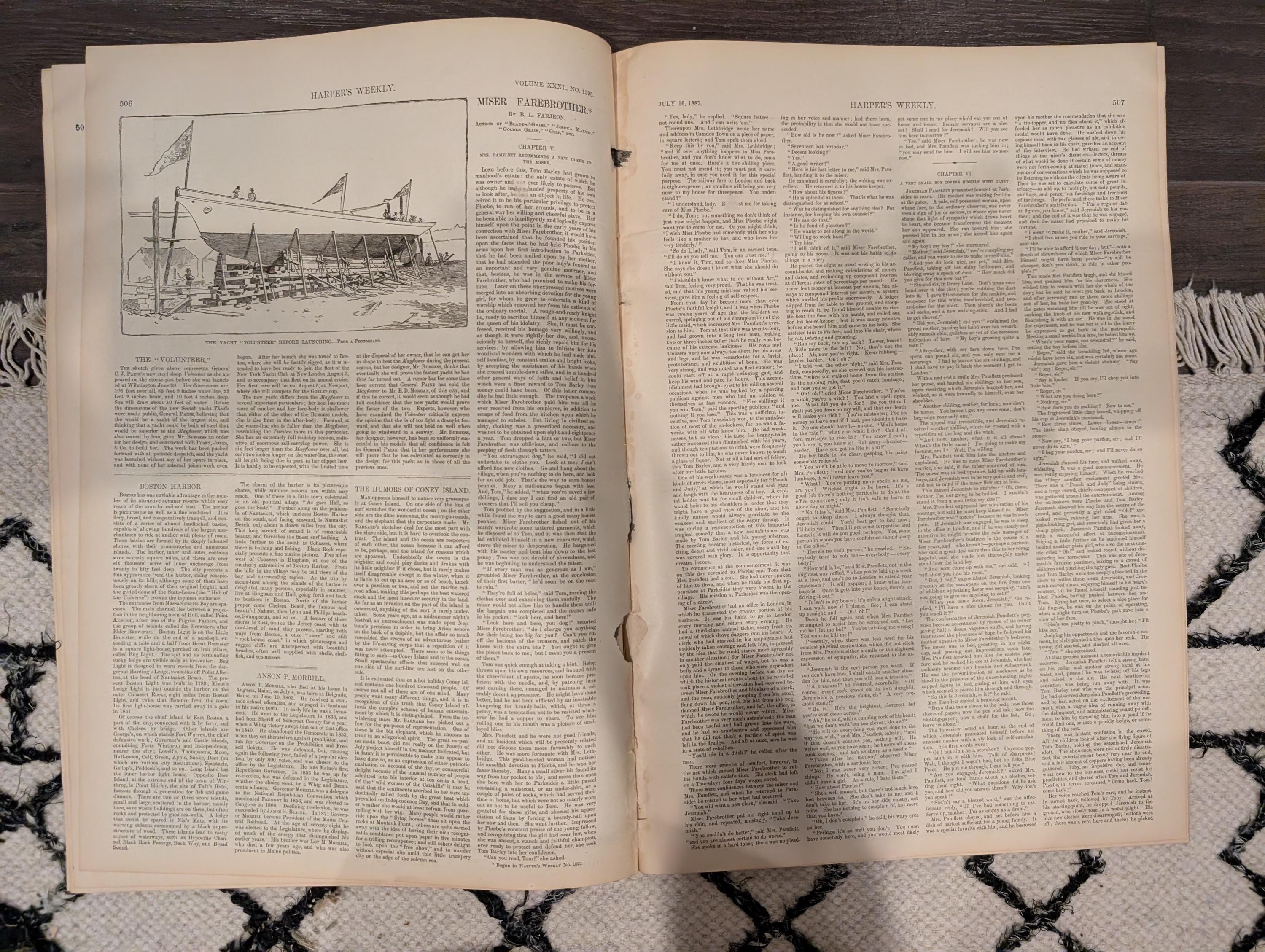 HARPER’S WEEKLY — July 16, 1887, Coney Island Front Page • “Art and Nature at the West End of Coney Island” • Montgomery, Alabama Supplement