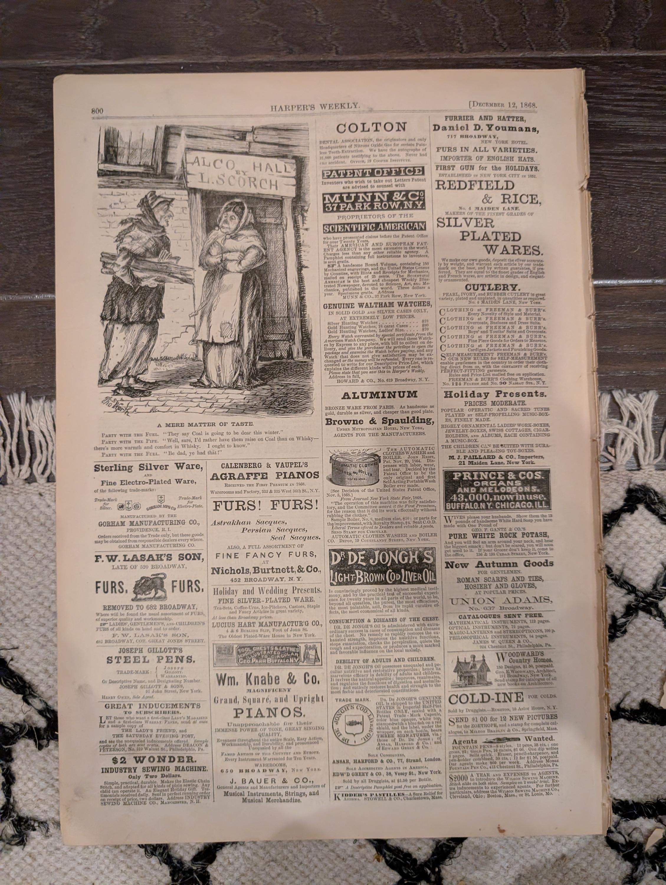 Harper’s Weekly – December 12, 1868 – Whipping Post • Alaska Interior • Newsboys in Richmond • Philadelphia Tragedy • Madrid Execution Scaff
