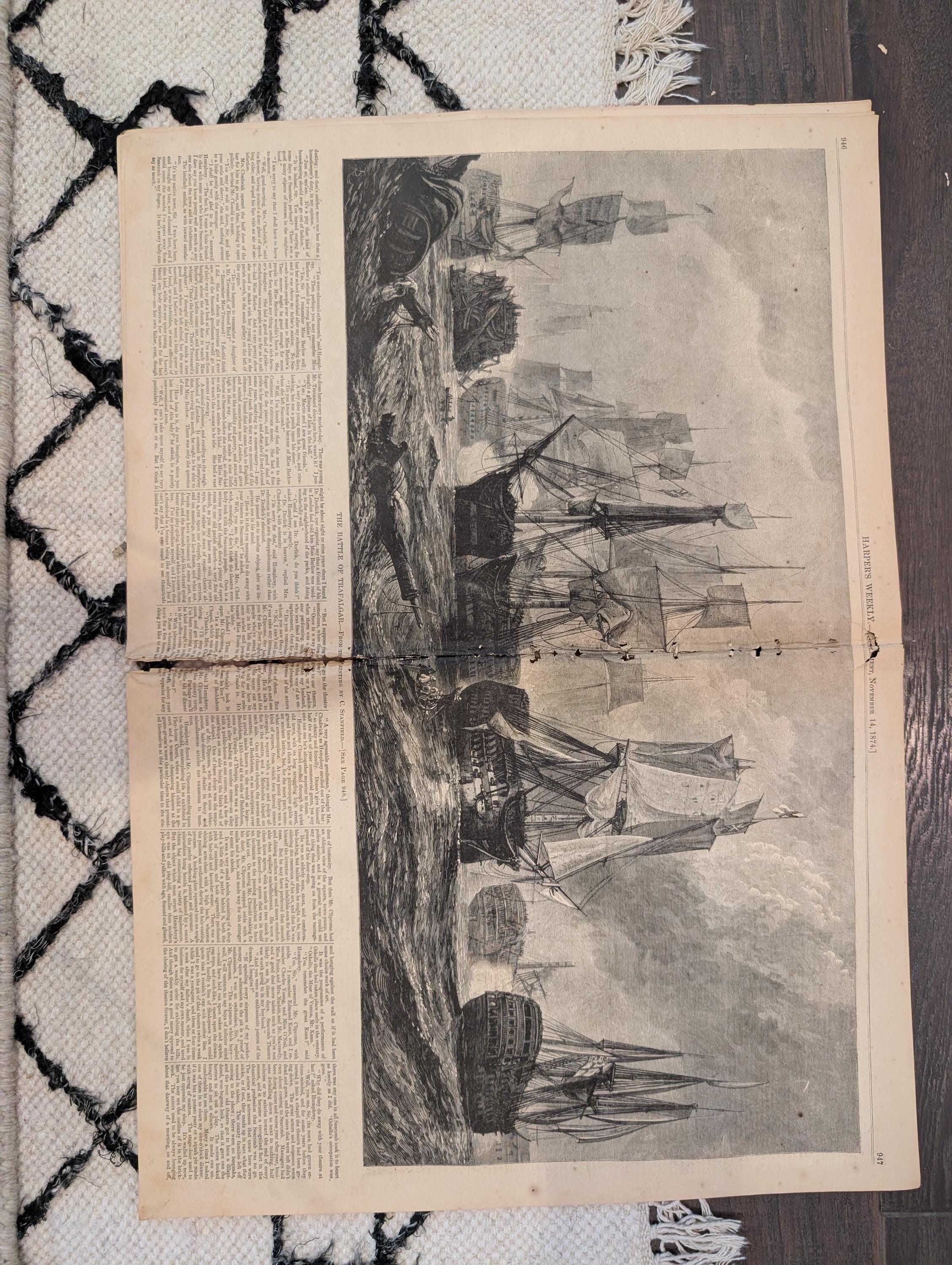 1874 Boss Tweed in Prison, Battle of Trafalgar, Nast Centerfold — Nov 14