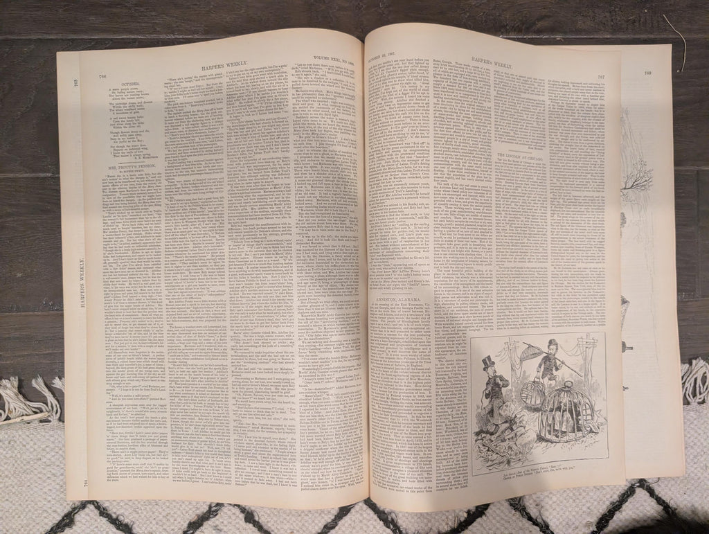 Harper’s Weekly October 22, 1887 – Lincoln Statue, Cycling, Presidential Tour, Yacht Club Cup