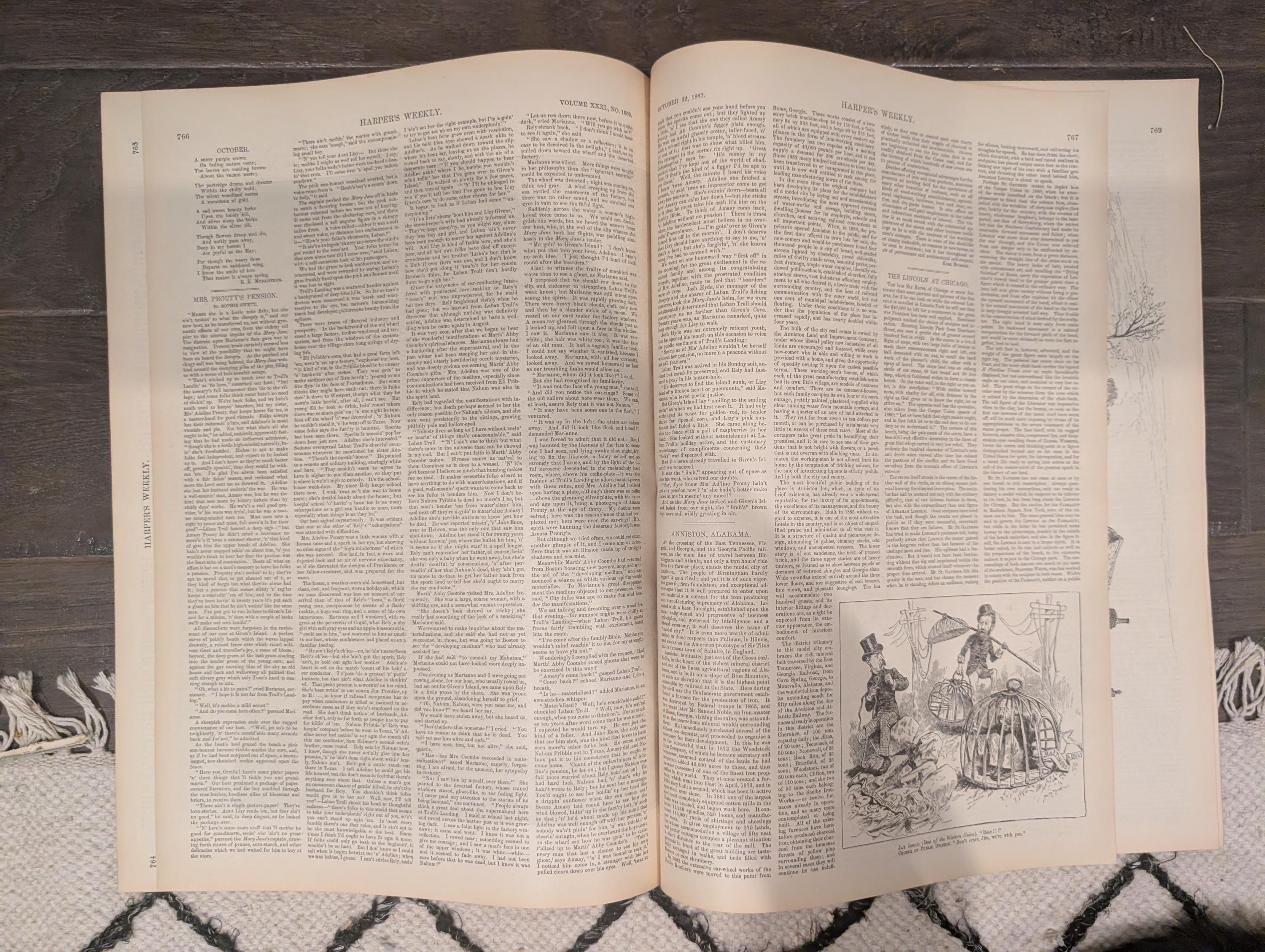 Harper’s Weekly October 22, 1887 – Lincoln Statue, Cycling, Presidential Tour, Yacht Club Cup