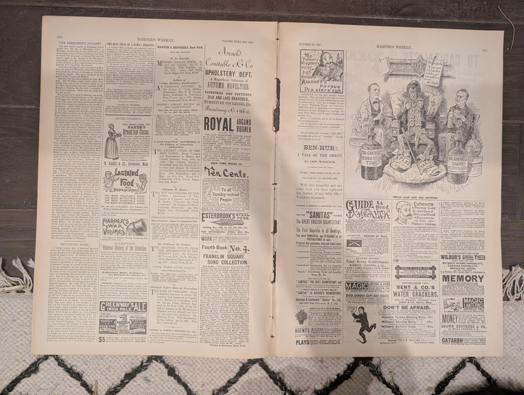Harper’s Weekly October 22, 1887 – Lincoln Statue, Cycling, Presidential Tour, Yacht Club Cup