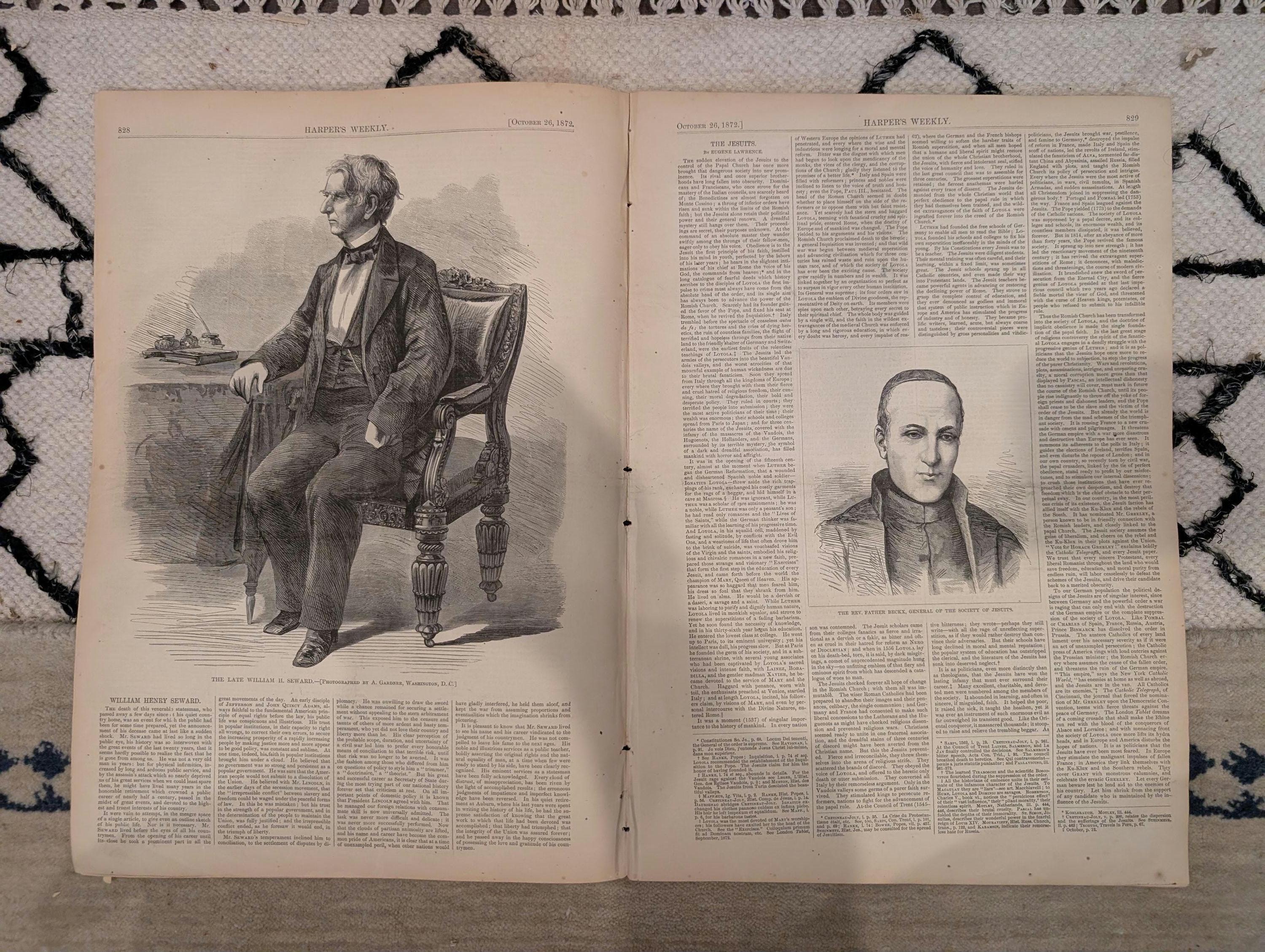 1872 Nast Brave Deserves Fair Harper's Weekly Oct 26 Election Seward