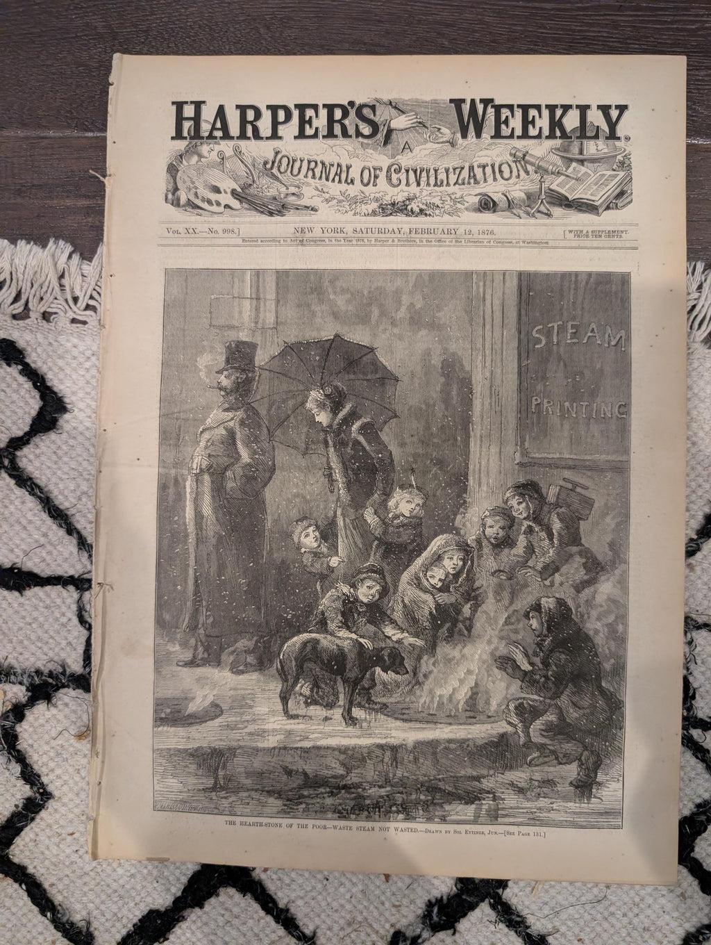 Harper’s Weekly February 12, 1876 – Nast Cartoon, Japanese Warship “Tsukuba,” Arctic Vessel Scene, War in Herzegovina
