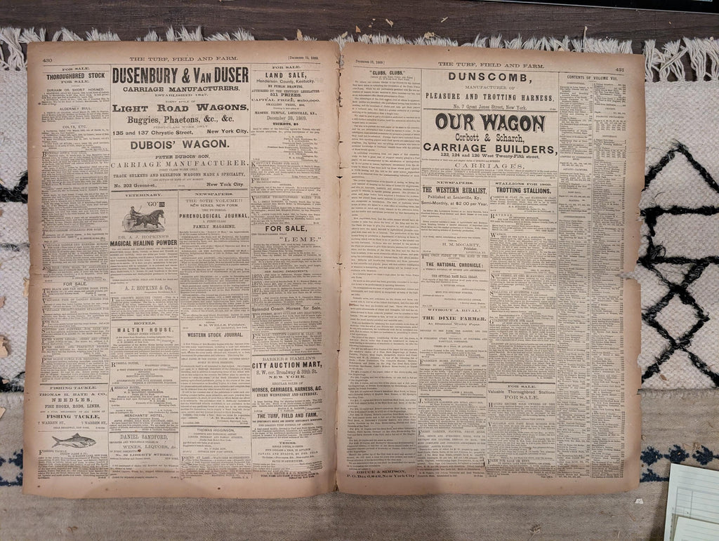 1869 Turf Field and Farm — New Year's Eve, Fox Hunting, Baseball, Full Year Index, Dec 31