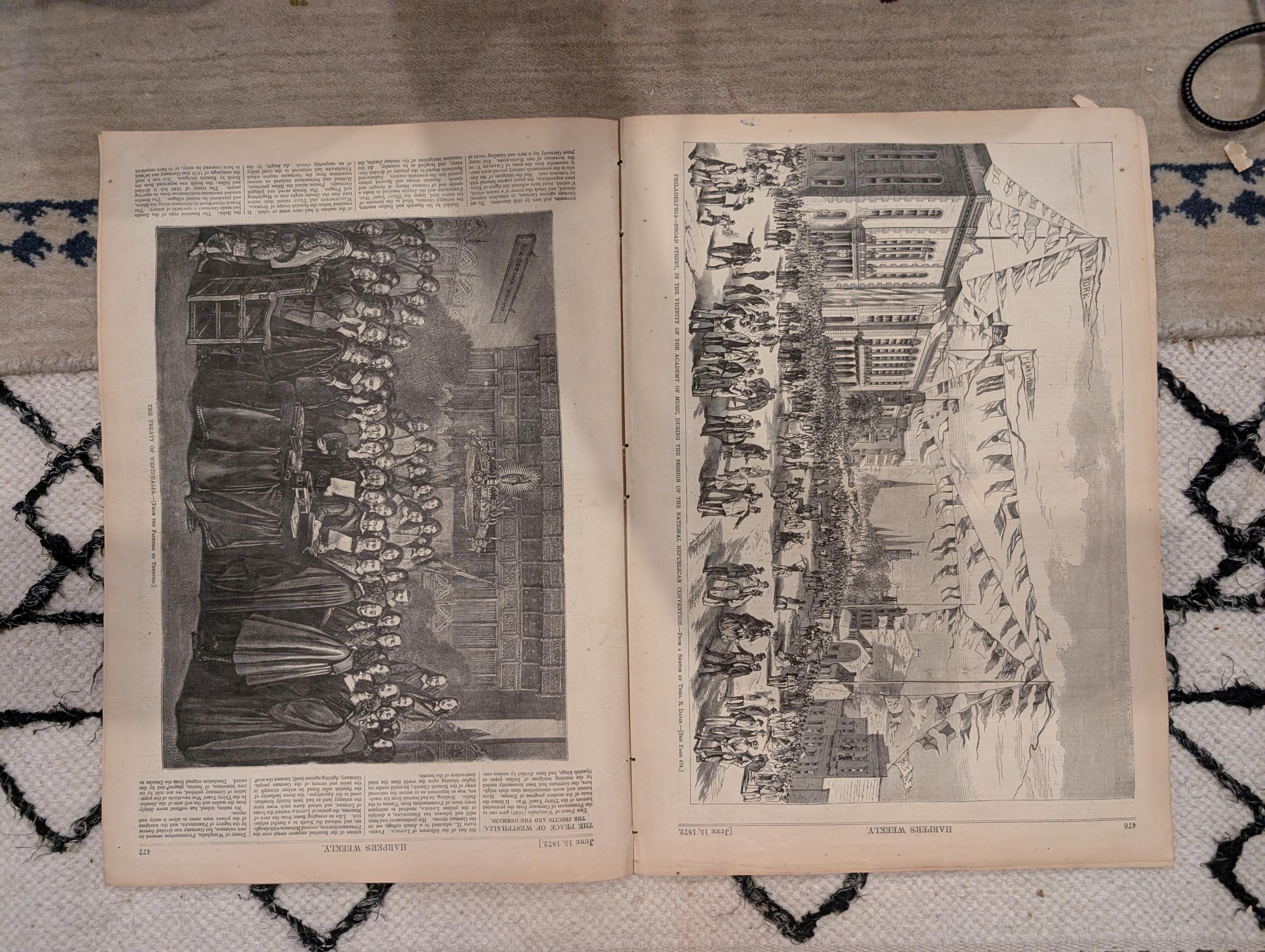 1872 Republican Convention Philadelphia Harper's Weekly June 15 Broad St Nast