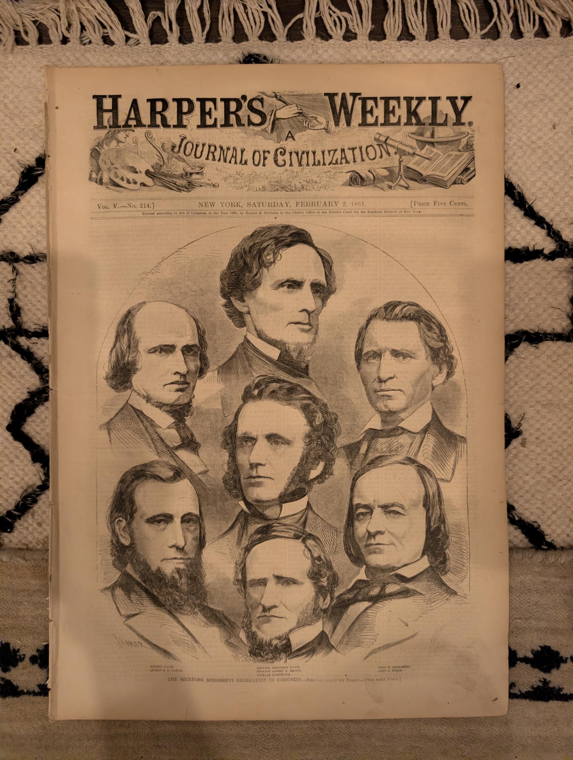 1861 Winslow Homer Jefferson Davis Harper's Weekly Feb 02 Secessionist Dream