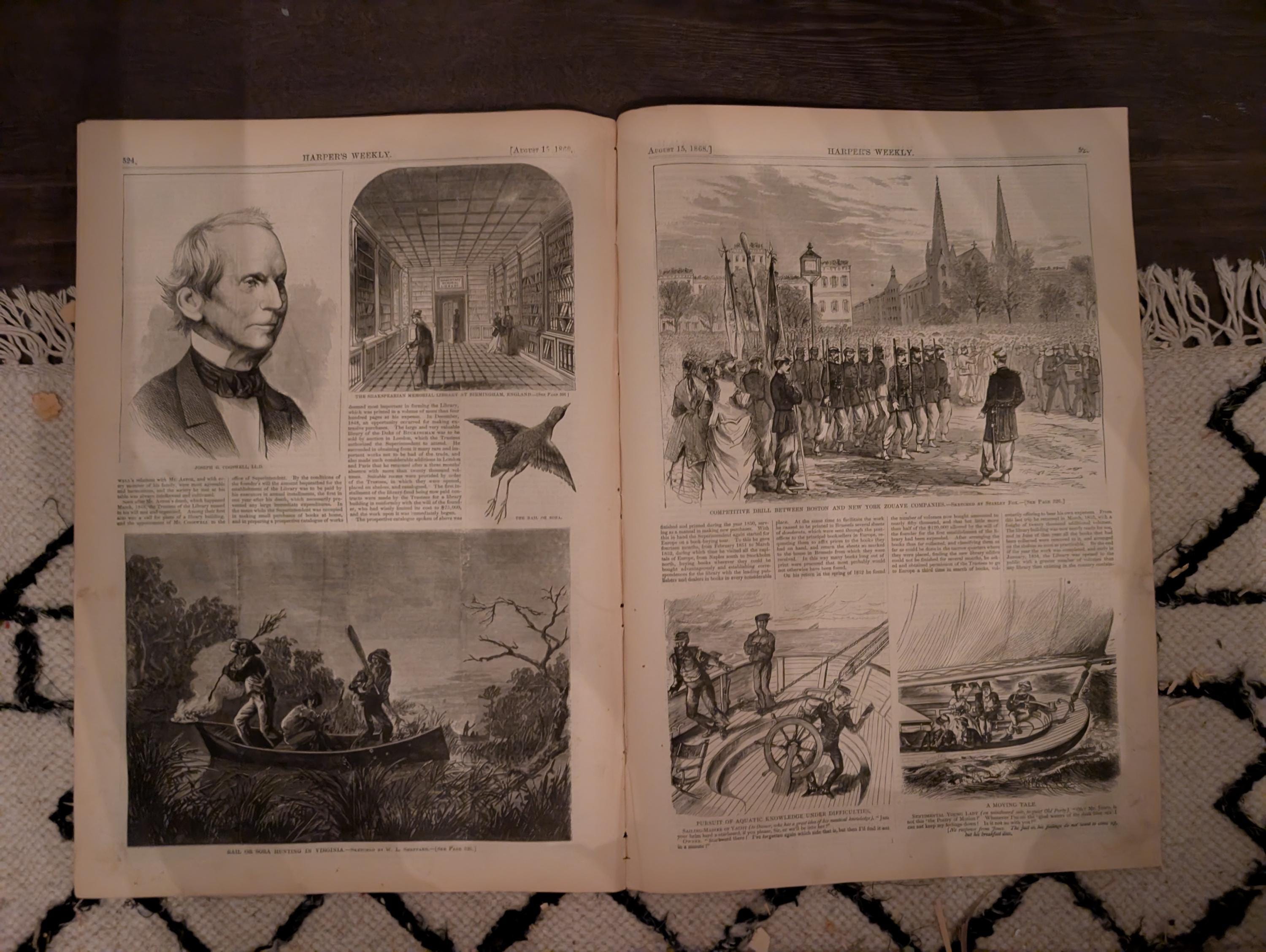 Harper’s Weekly August 15 1868 Thomas Nast Reconstruction Castle Garden Maryland Flood Zouaves Virginia Hunting