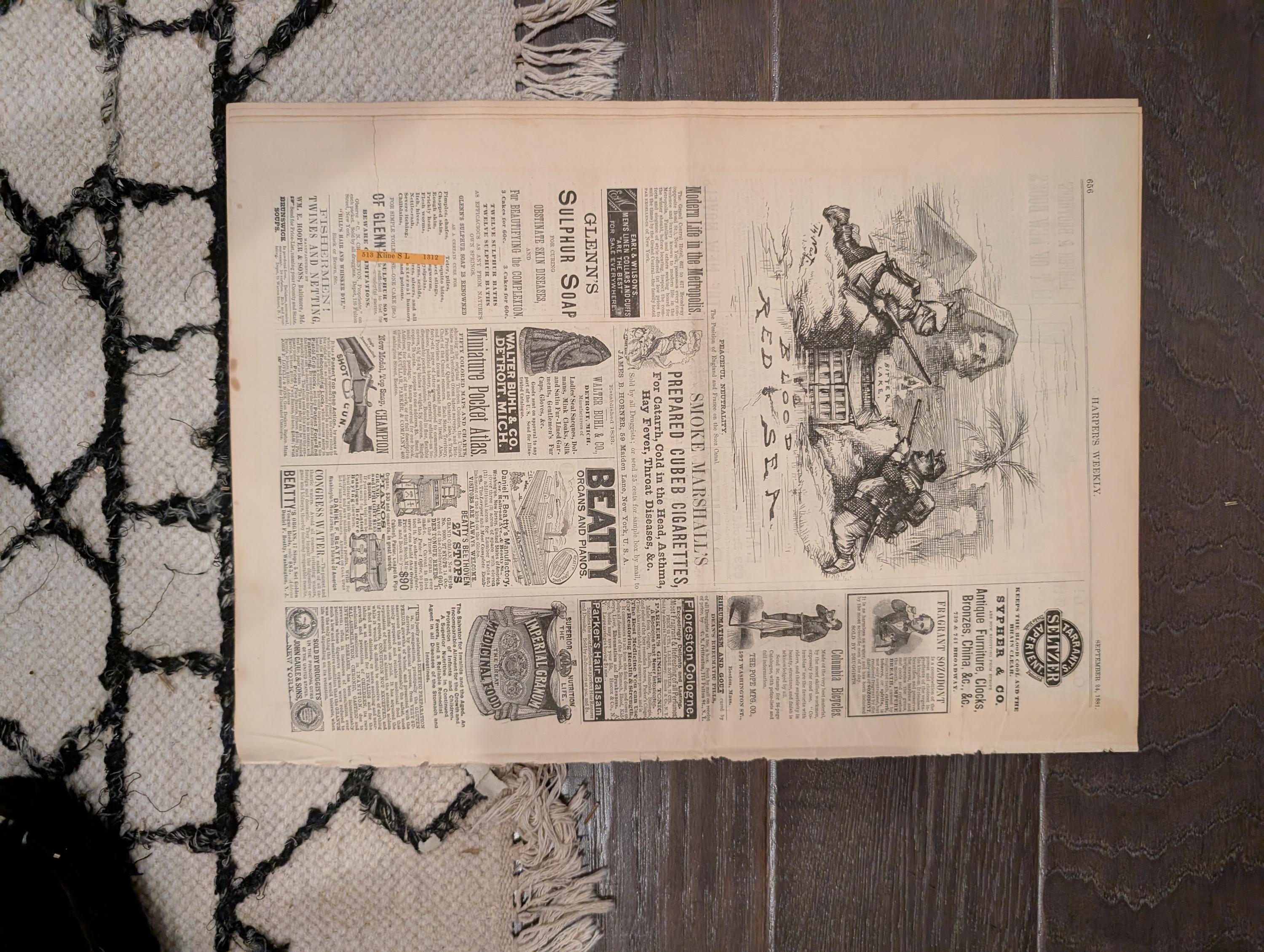 1881 Garfield Death Foldout, Early Tennis Staten Island, Opium Smoking NYC — Sep 24