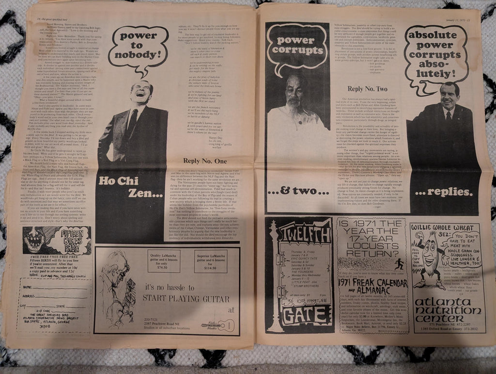 The Great Speckled Bird | January 11, 1971 | Underground Newspaper | Black Panther Trial, Nixon, CIA & Dope, Hampton Grease Band