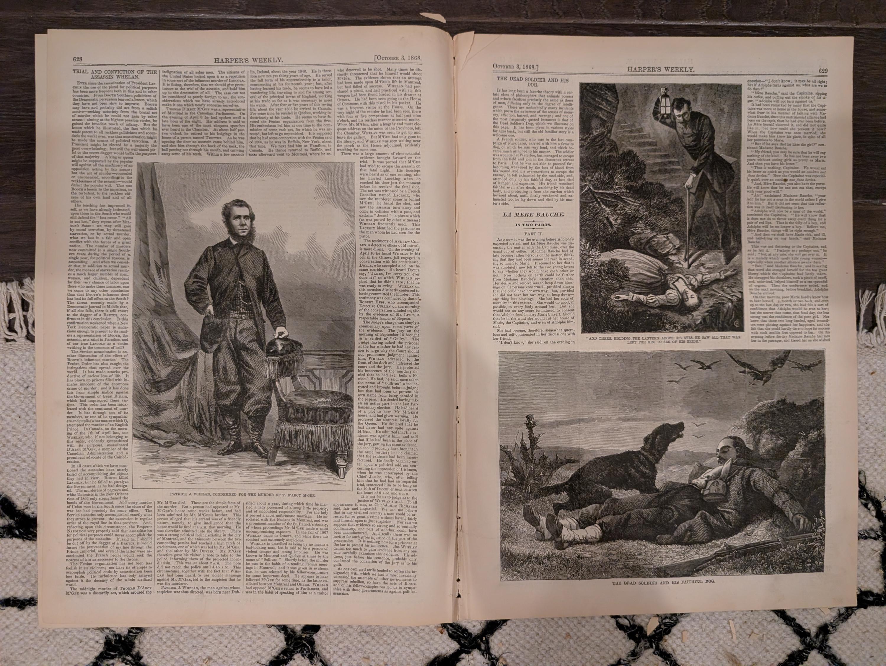 Harper’s Weekly – October 3, 1868 – International Cricket Match • Prize Animals • Nast’s “Modern Samson” • South American Earthquake • Freed