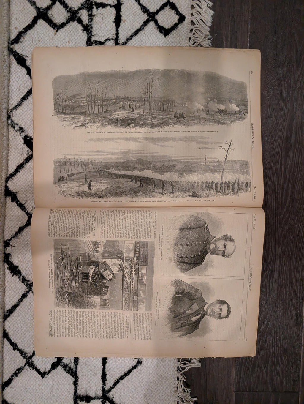 1864 Sinking of the Alabama Harper's Weekly July 23 Petersburg & Sherman