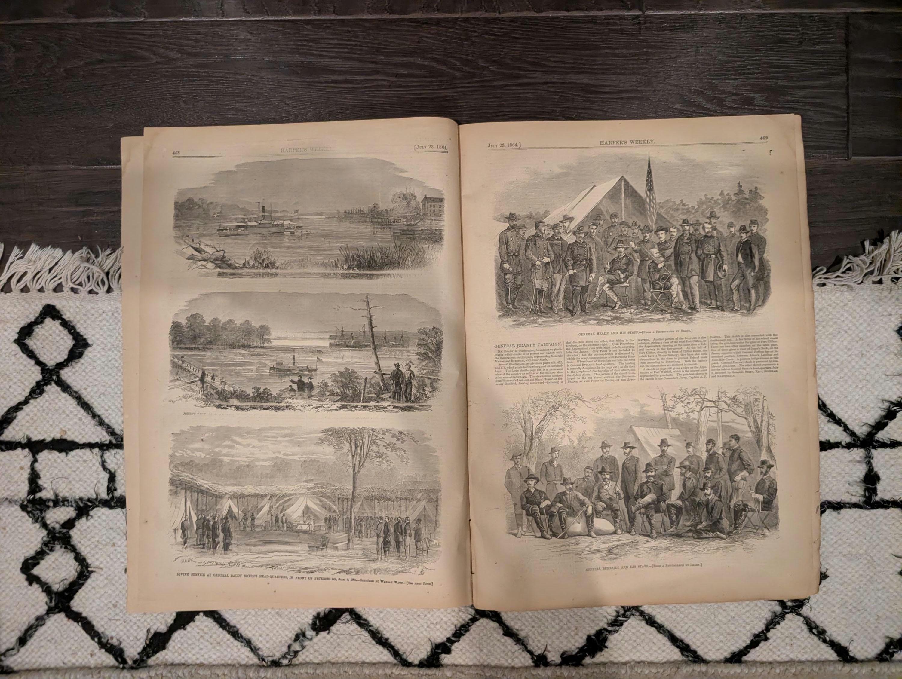 1864 Sinking of the Alabama Harper's Weekly July 23 Petersburg & Sherman