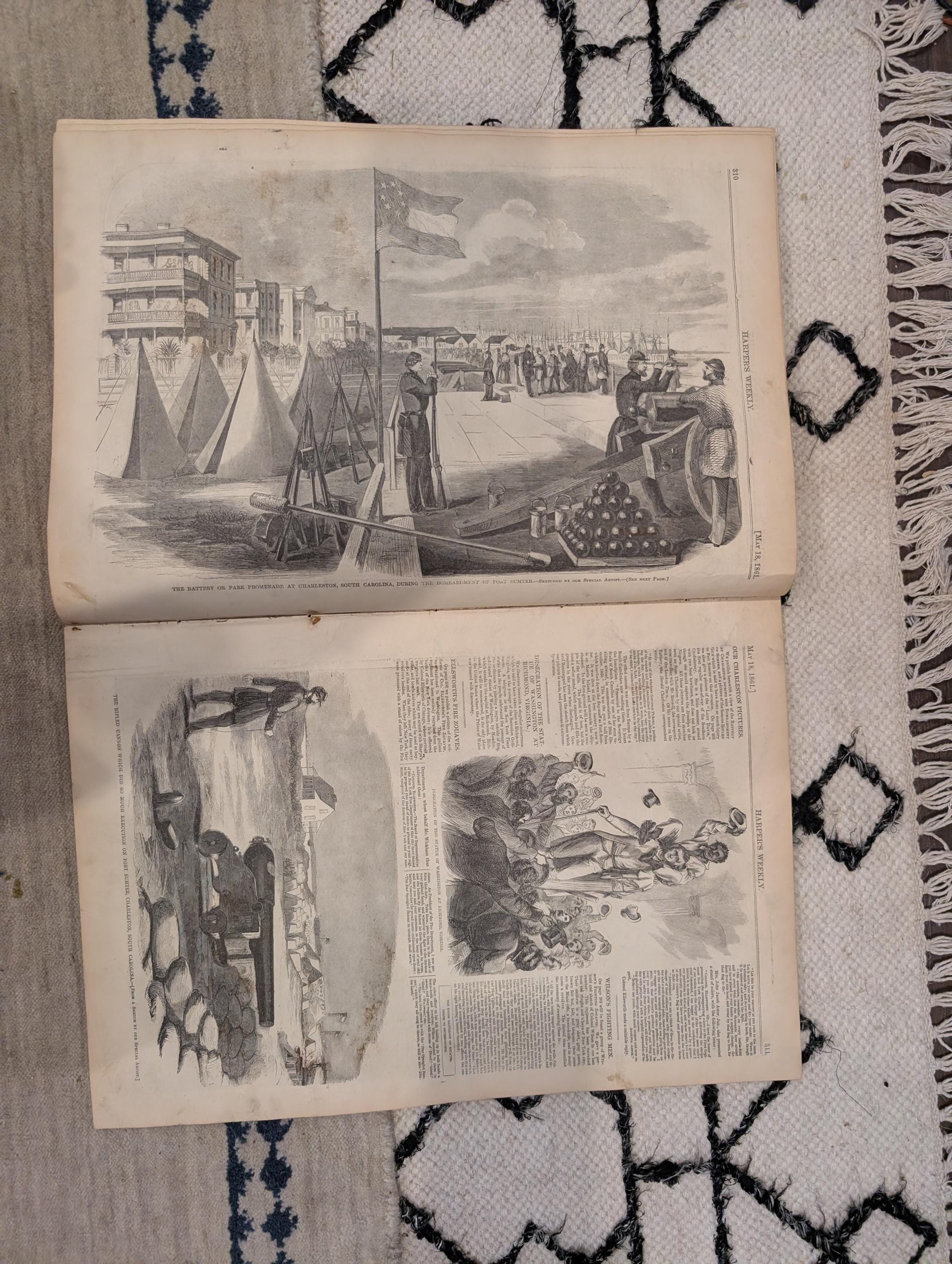 1861 Fire Zouaves Harper's Weekly May 18 Lady Davis Fort Pickens Dickens
