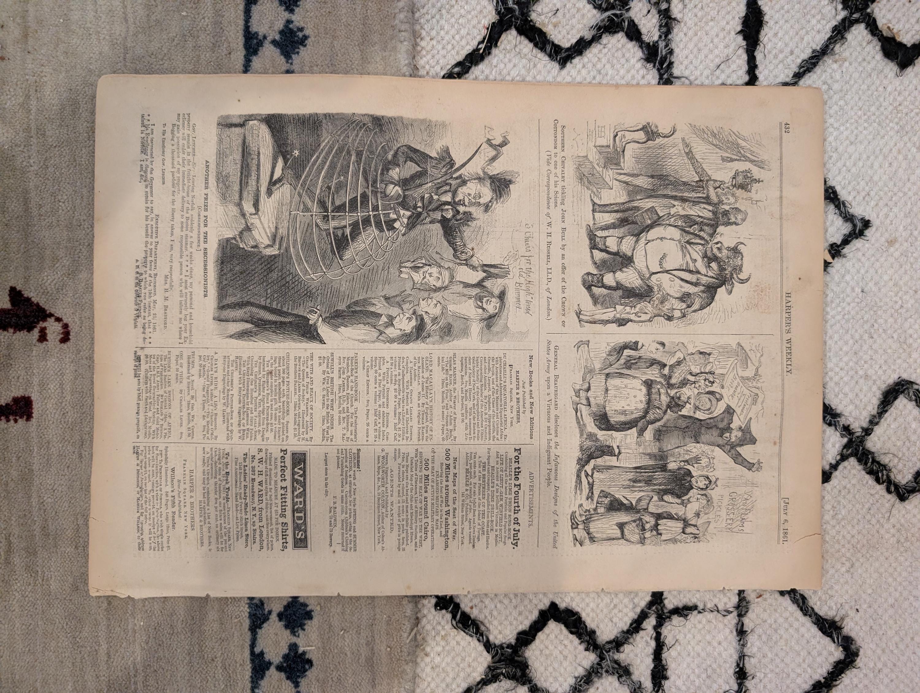 1861 Harper's Ferry Evacuation Harper's Weekly July 06 Mississippi River Map