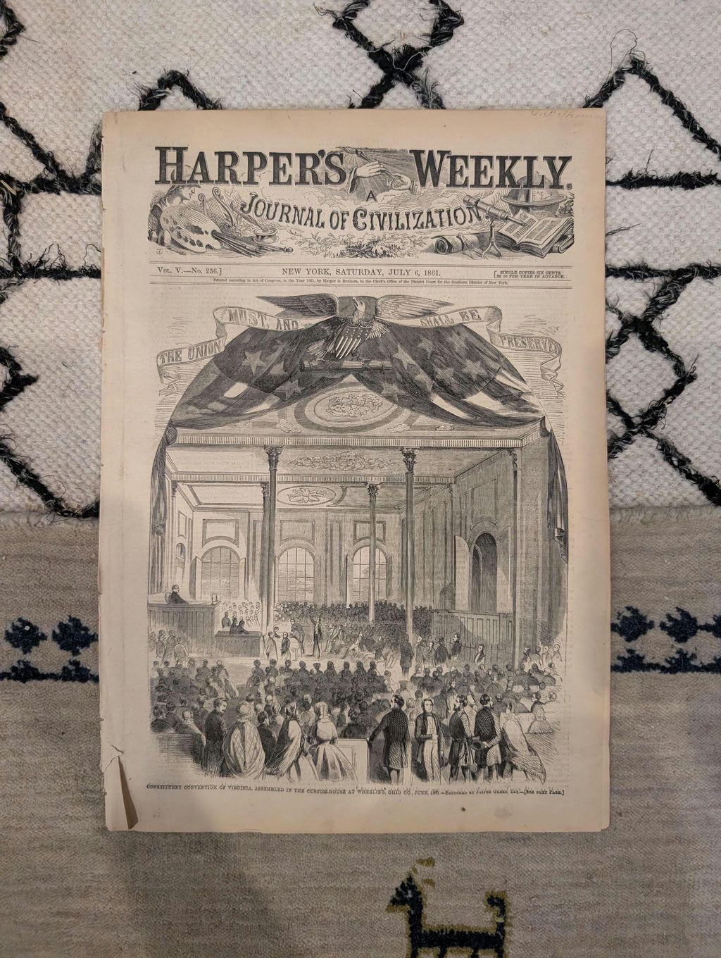 1861 Harper's Ferry Evacuation Harper's Weekly July 06 Mississippi River Map