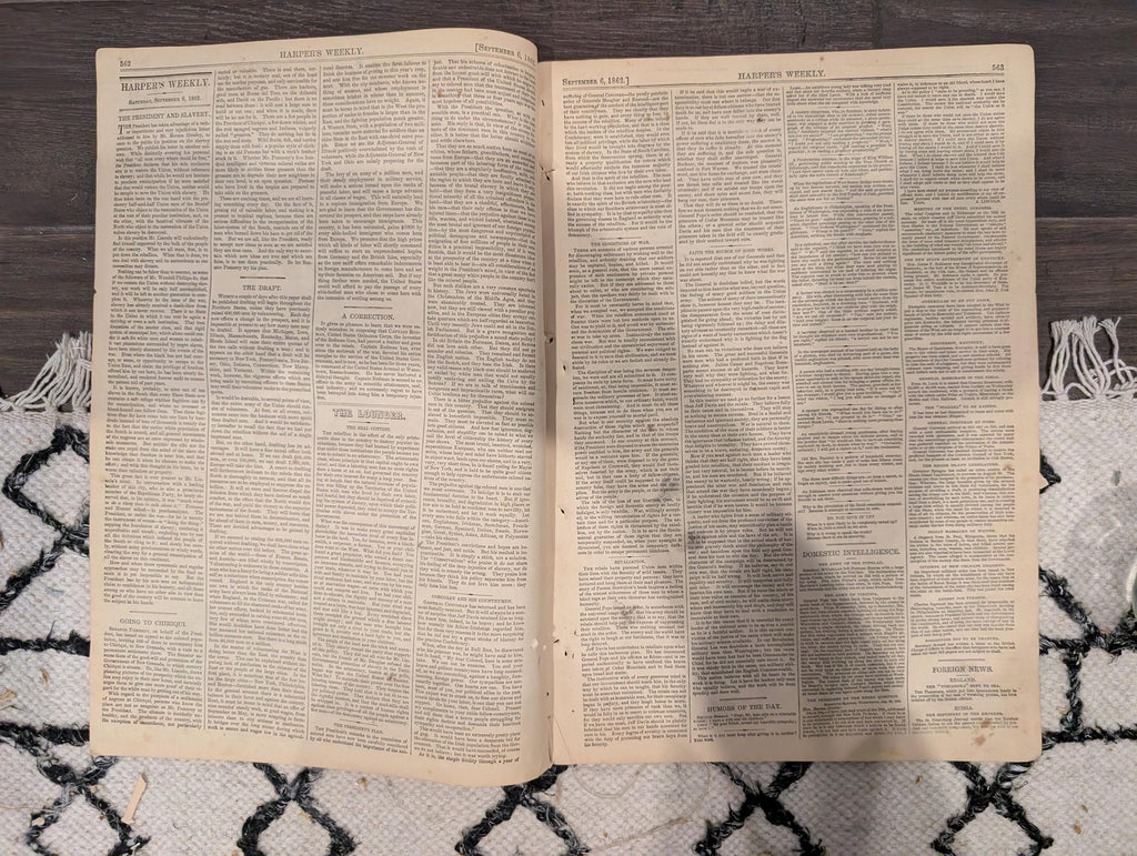 Harper's Weekly September 6 1862 Lincoln Letter to Greeley Winslow Homer Centerfold Civil War Ironclads Baton Rouge