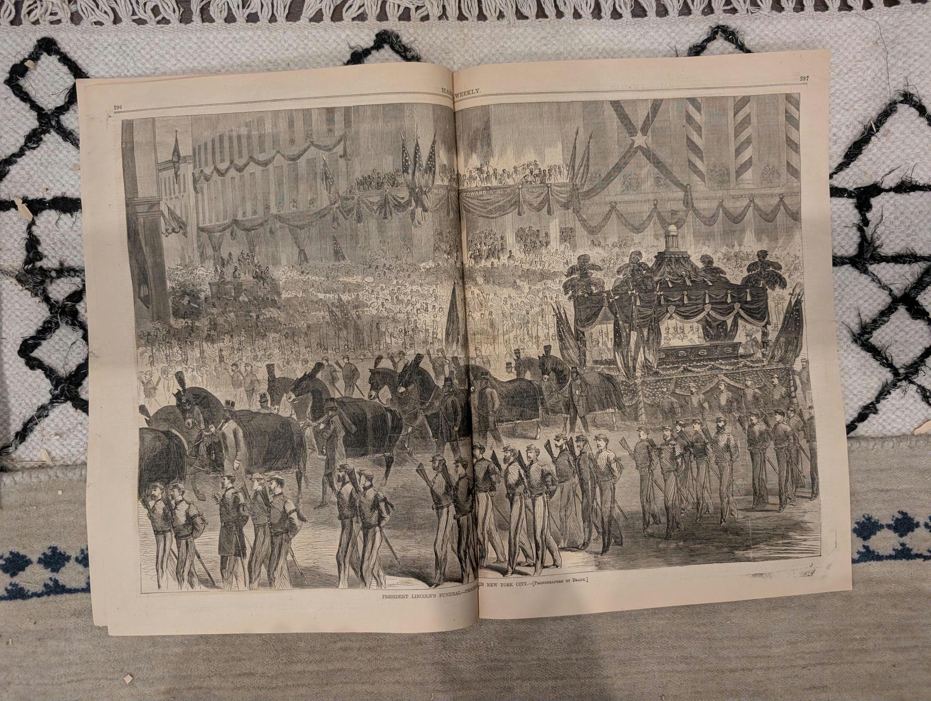 1865 Capture of Booth Harper's Weekly May 13 Lincoln Funeral Procession