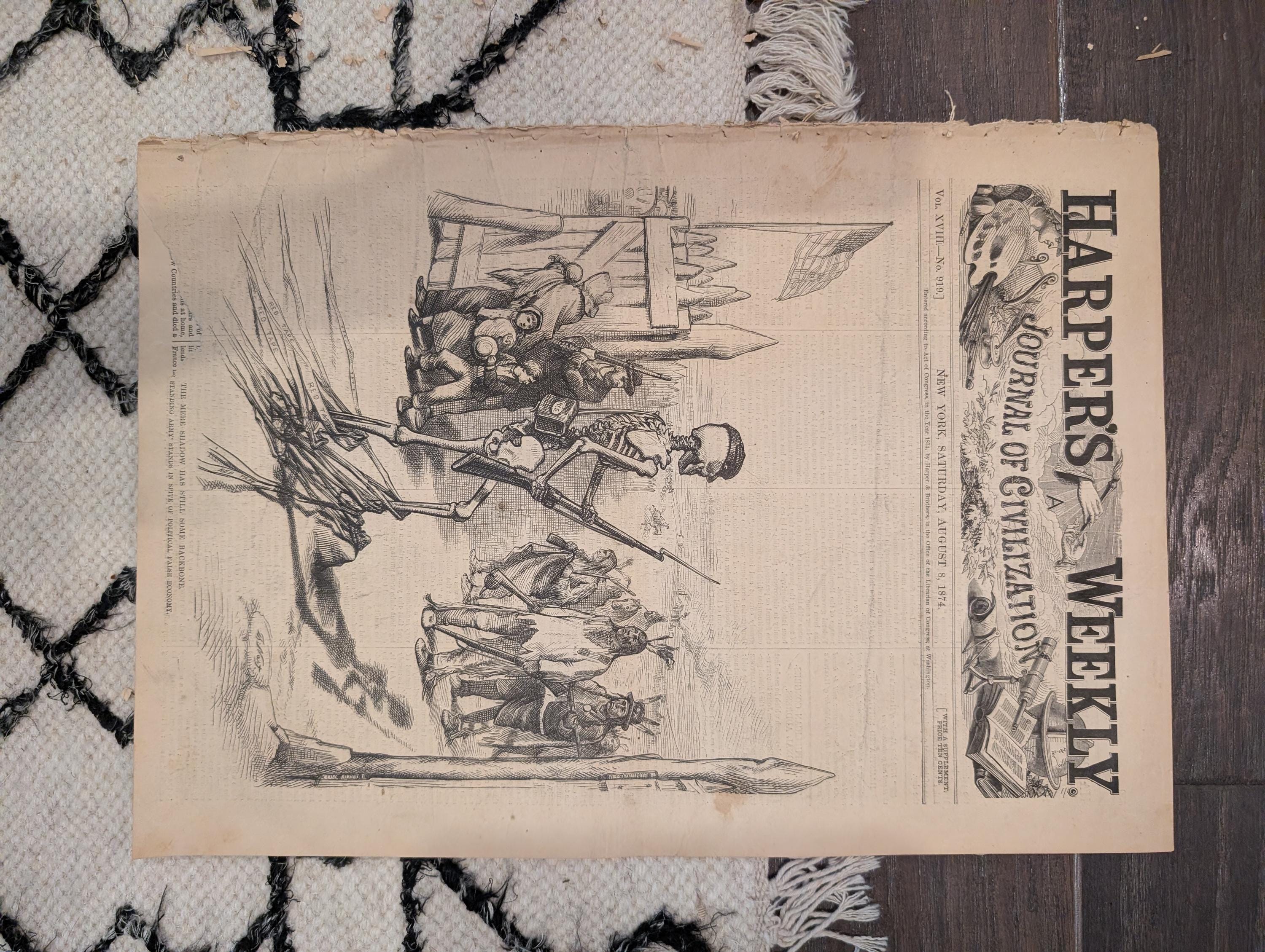 1874 Arctic Bear Hunt, NJ Veterans Reunion, Nast, Harper's Weekly — Aug 8
