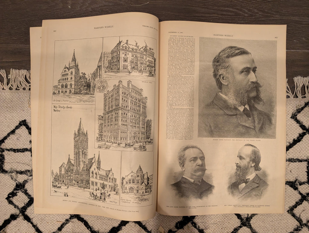 Harper’s Weekly December 31 1887 – New Year’s Eve Cover, Steel Cruiser Chicago, New England Coast, NYC Architecture