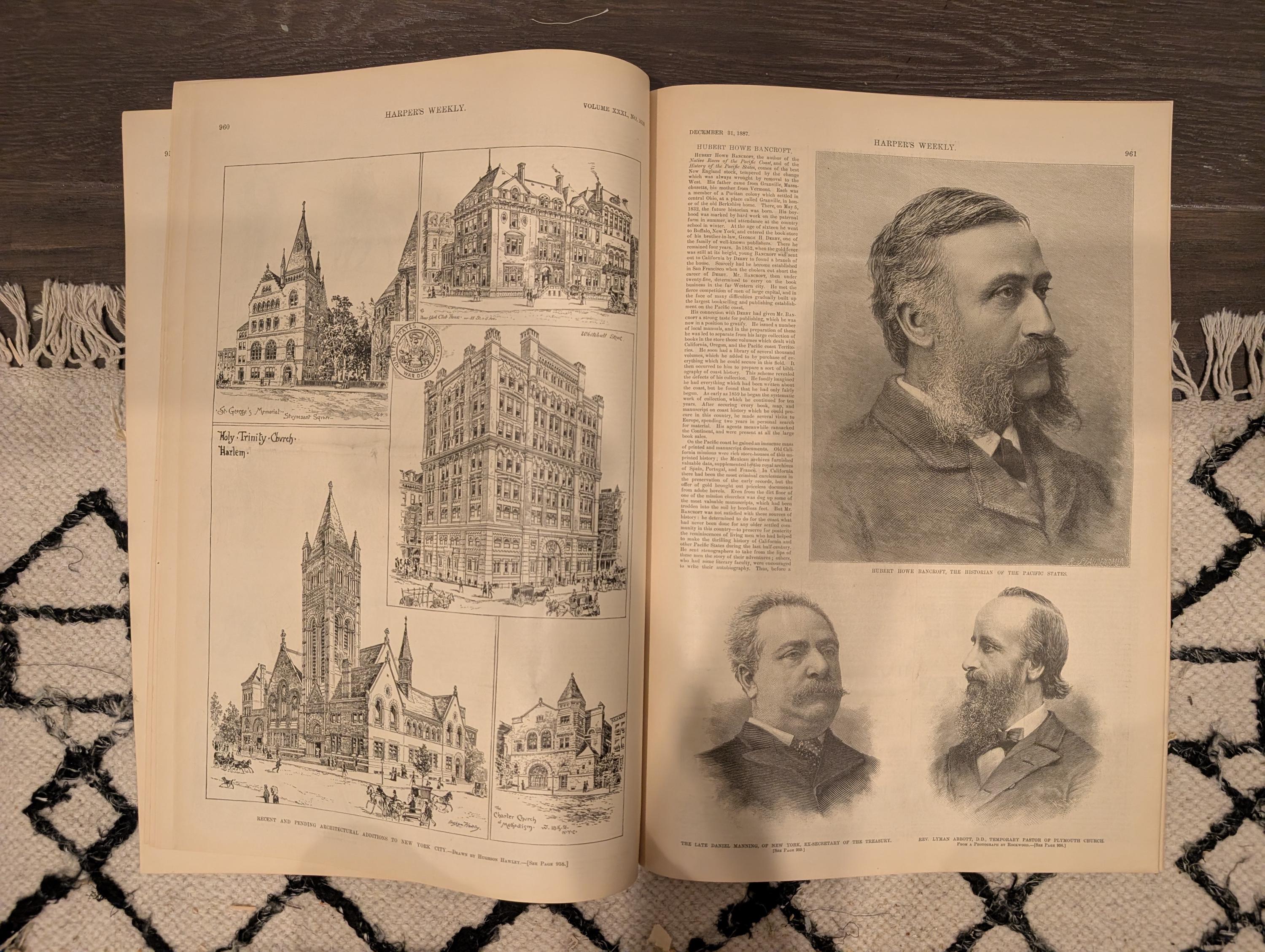 Harper’s Weekly December 31 1887 – New Year’s Eve Cover, Steel Cruiser Chicago, New England Coast, NYC Architecture