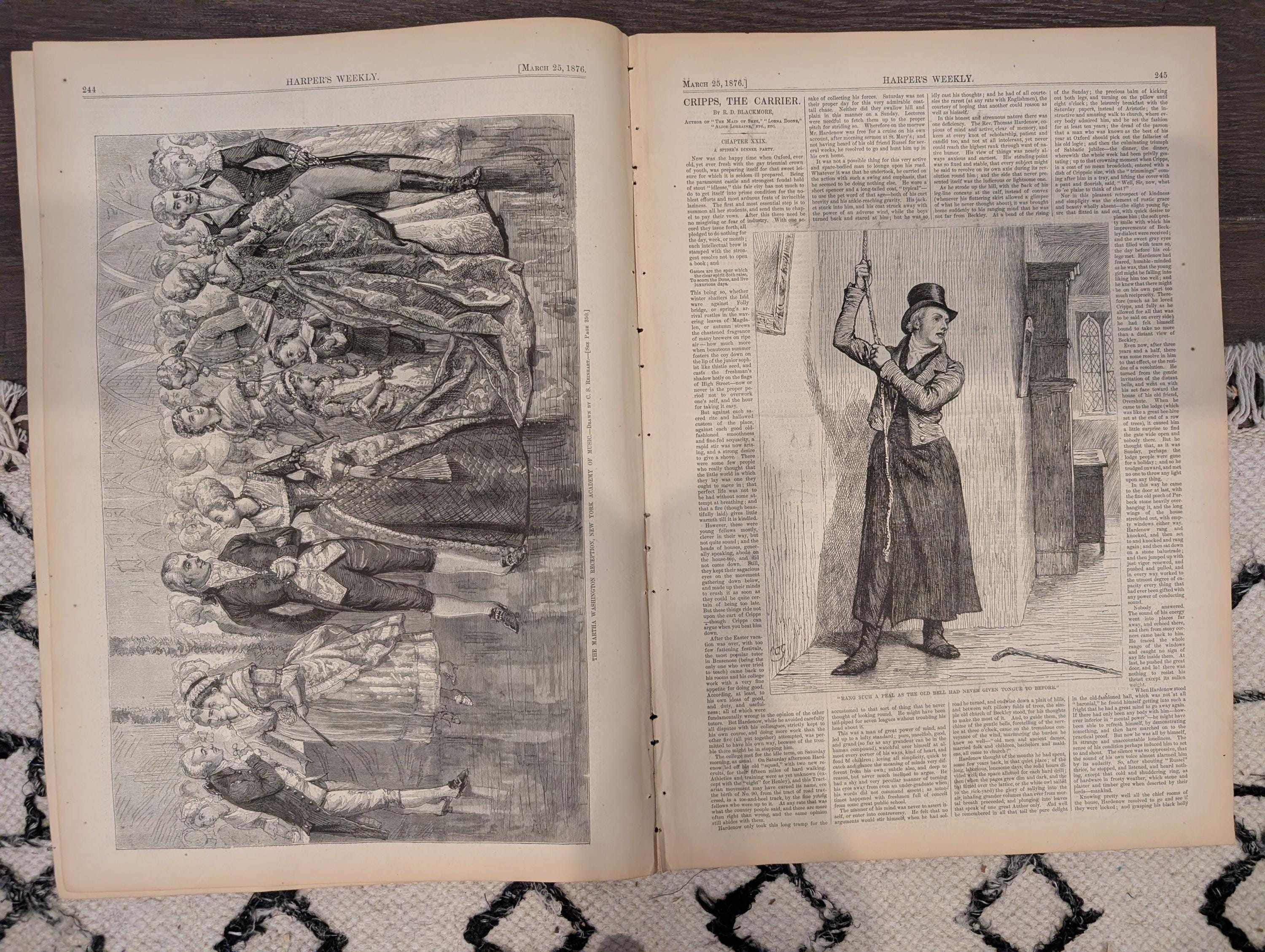 Harper’s Weekly Mar 25 1876 – Thomas Nast, Academy of Music, Bessemer Steel, Big Ben, Supplement Included