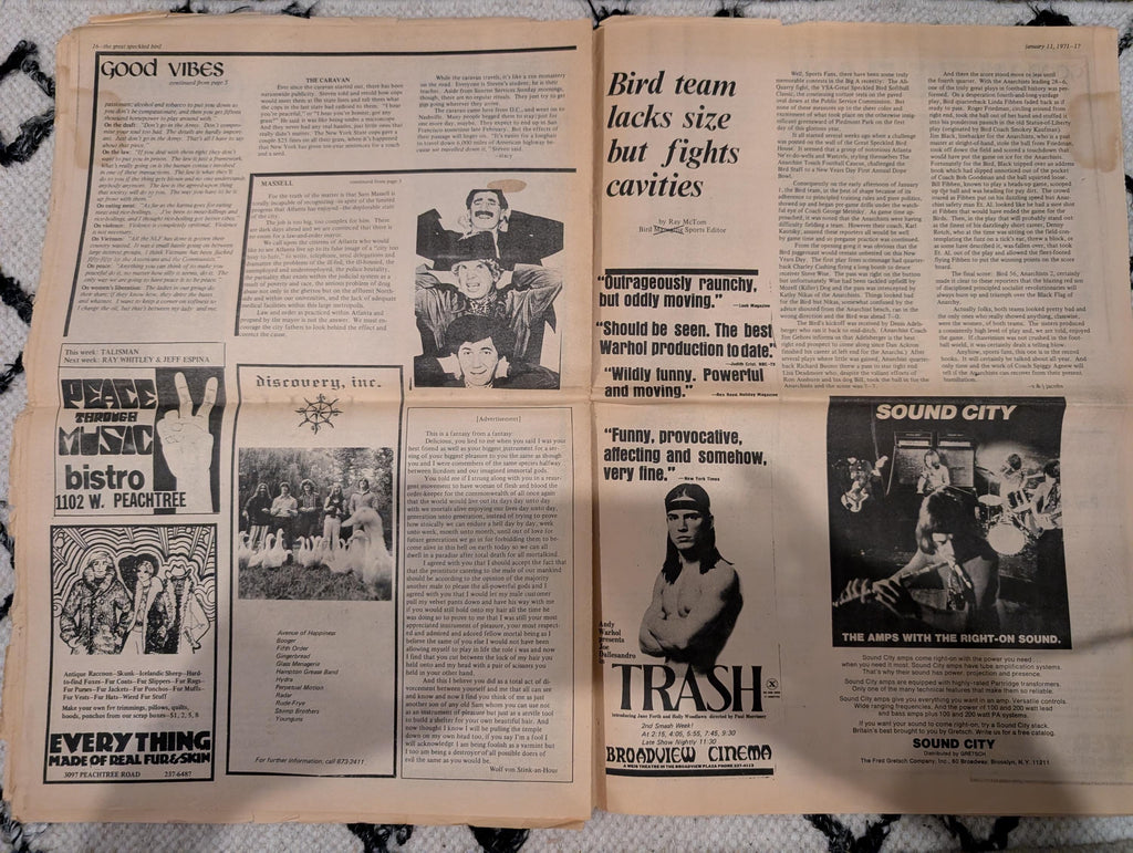 The Great Speckled Bird | January 11, 1971 | Underground Newspaper | Black Panther Trial, Nixon, CIA & Dope, Hampton Grease Band