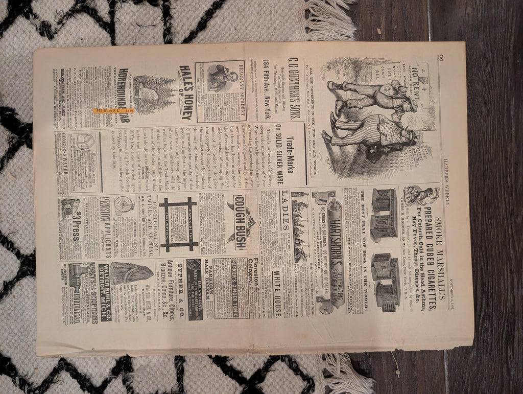1881 AB Frost Football Centerfold, Lincoln Monument, NYC Street Blockade — Nov 5