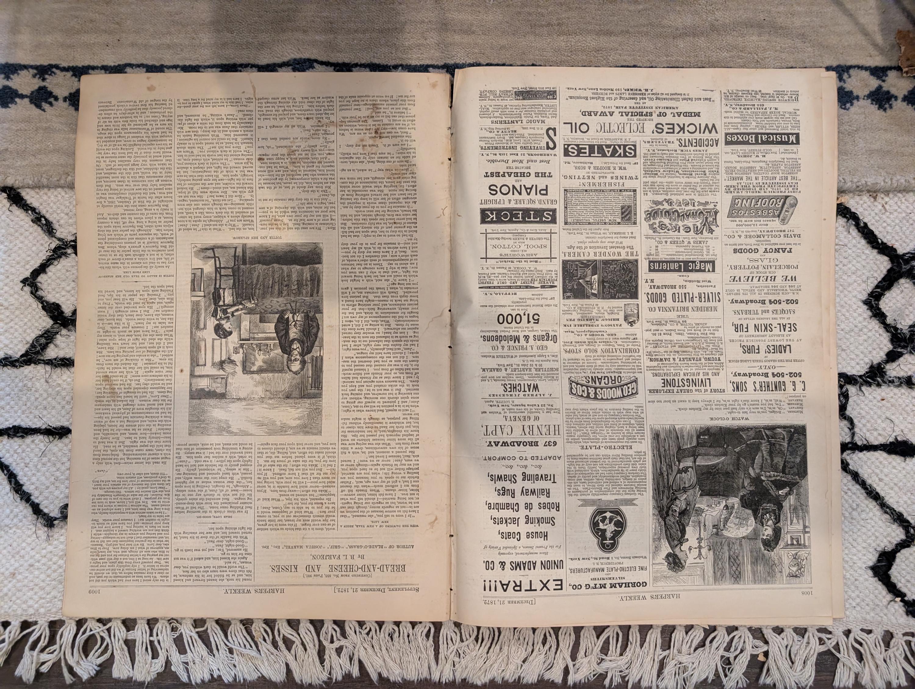 1872 Horace Greeley Portrait Harper's Weekly Dec 21 Nast Centerfold