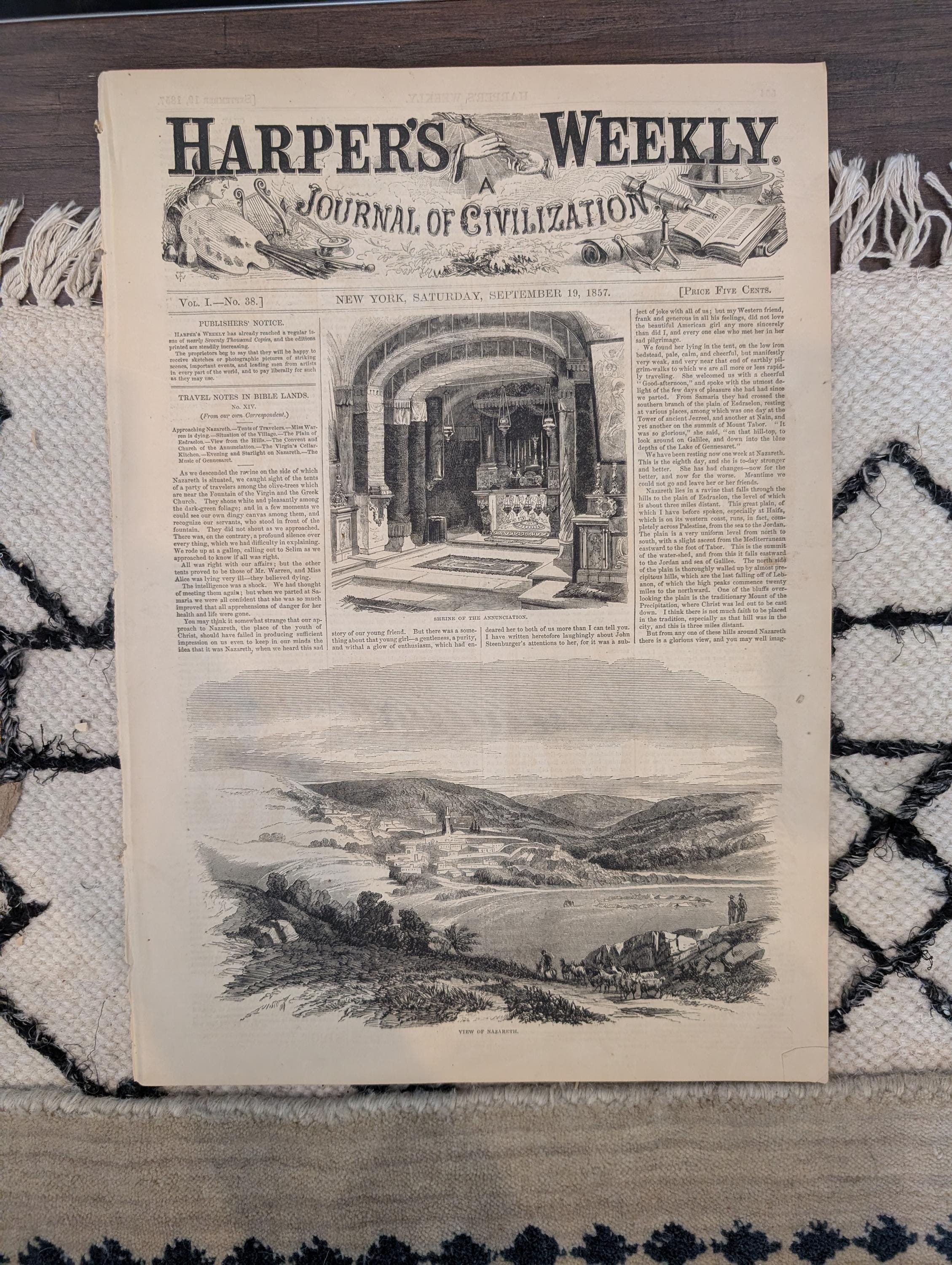 1857 Brigham Young Utah Harper's Weekly September 19 Malay Pirates Nazareth