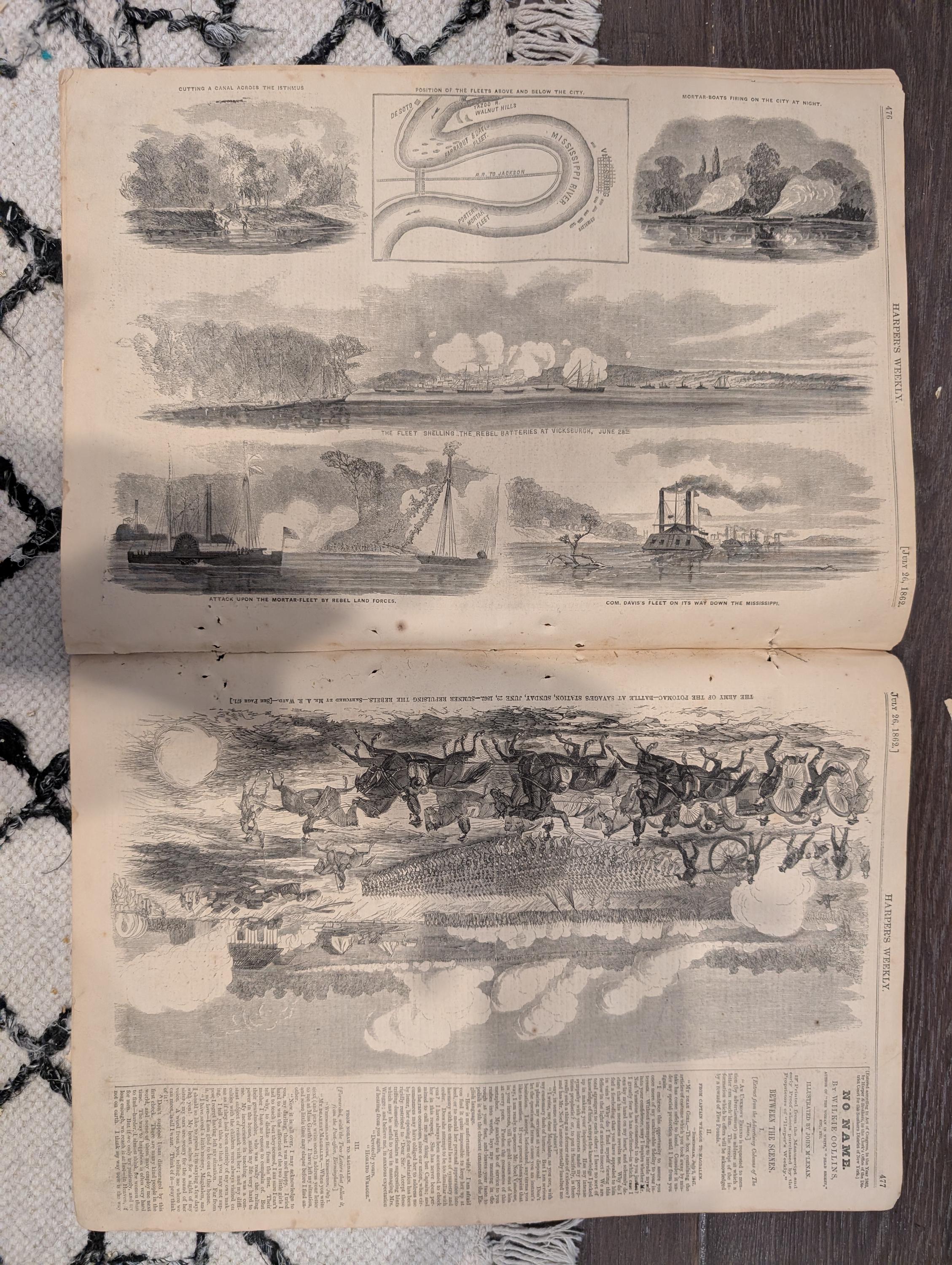 Harper’s Weekly – July 26, 1862 • Battle of Malvern Hill • Rebel Ironclad “Virginia #2” • Vicksburg Bombardment, Lincoln’s Compensation Plan