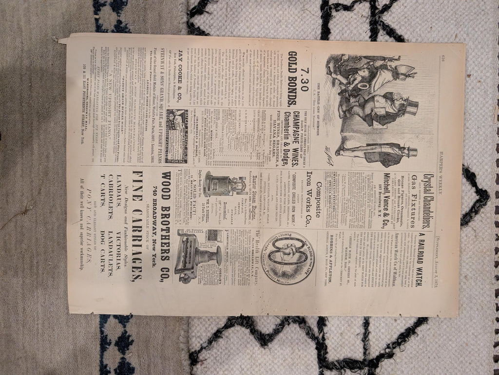 1872 Baltimore Nast Harper's Weekly Aug 03 Grant Education Picnics