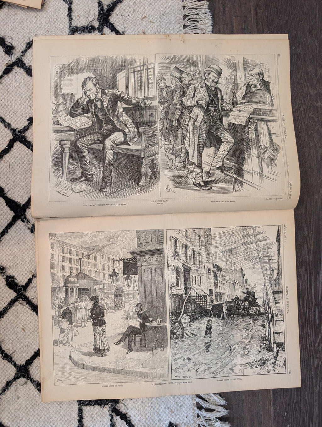 1881 Nast "What We Must Do," NYC Mounted Police, Albany Capitol, Paris vs NY — Apr 9