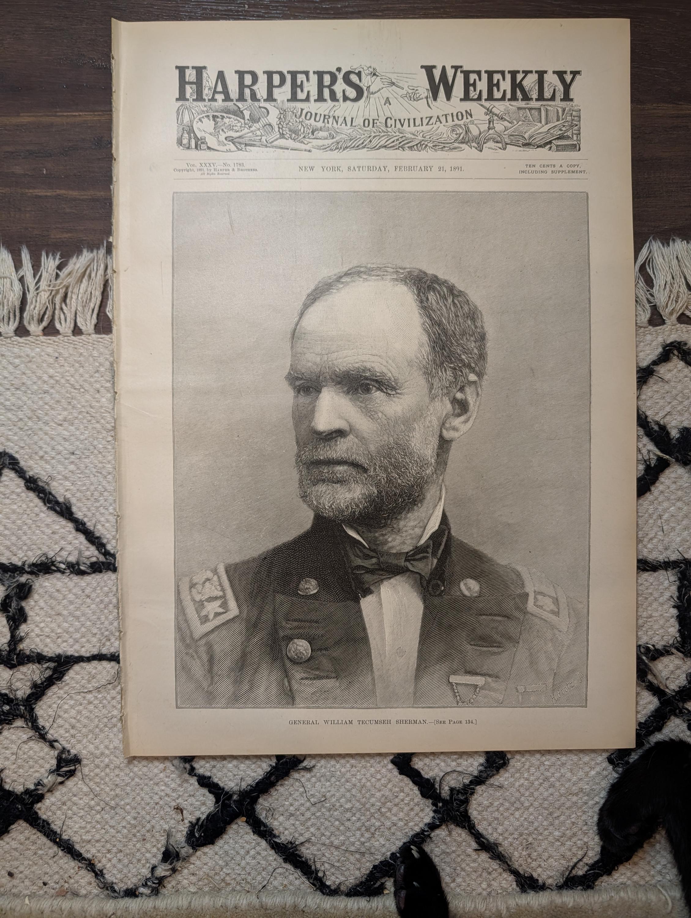 1891 Gen. Sherman Dies — "Marching Through Georgia" Centerfold, Rutgers — Feb 21
