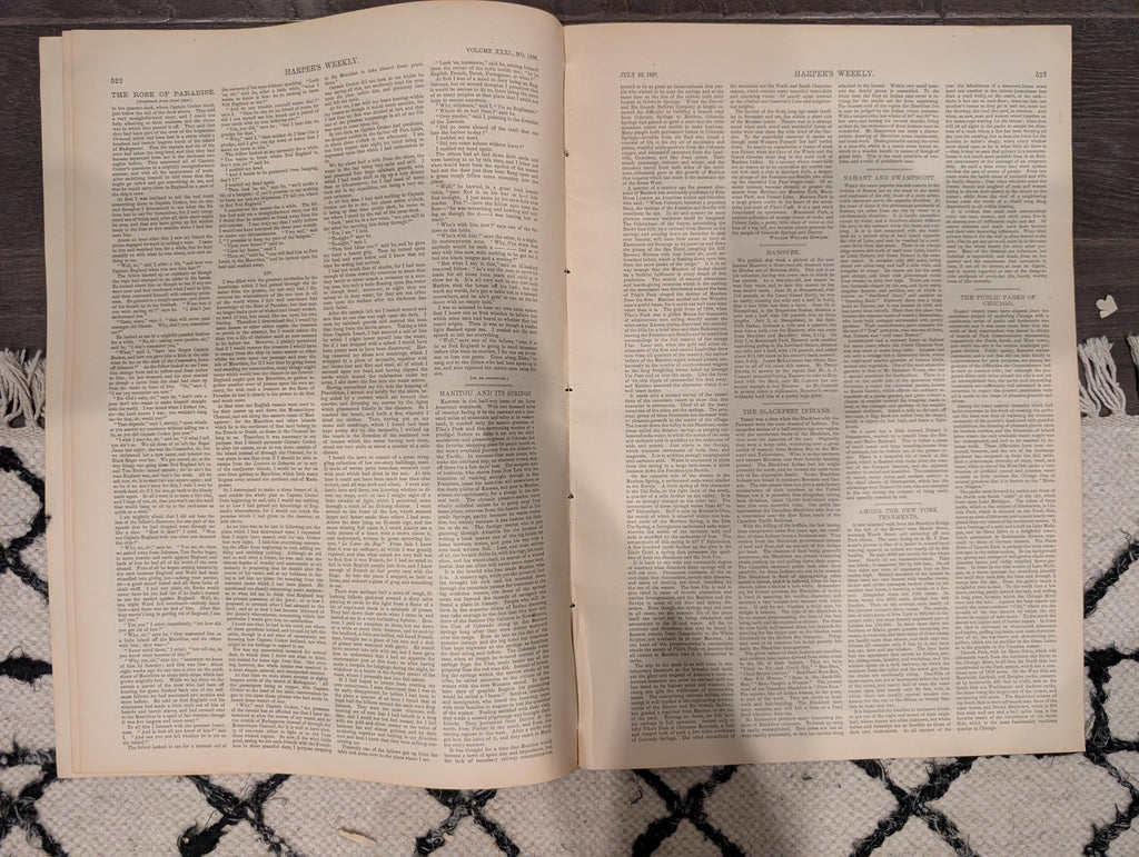 Harper’s Weekly July 23, 1887 – Lincoln Park, Blackfeet Indians, Manitou Colorado, Tenements, Racehorse Hanover – Complete Issue