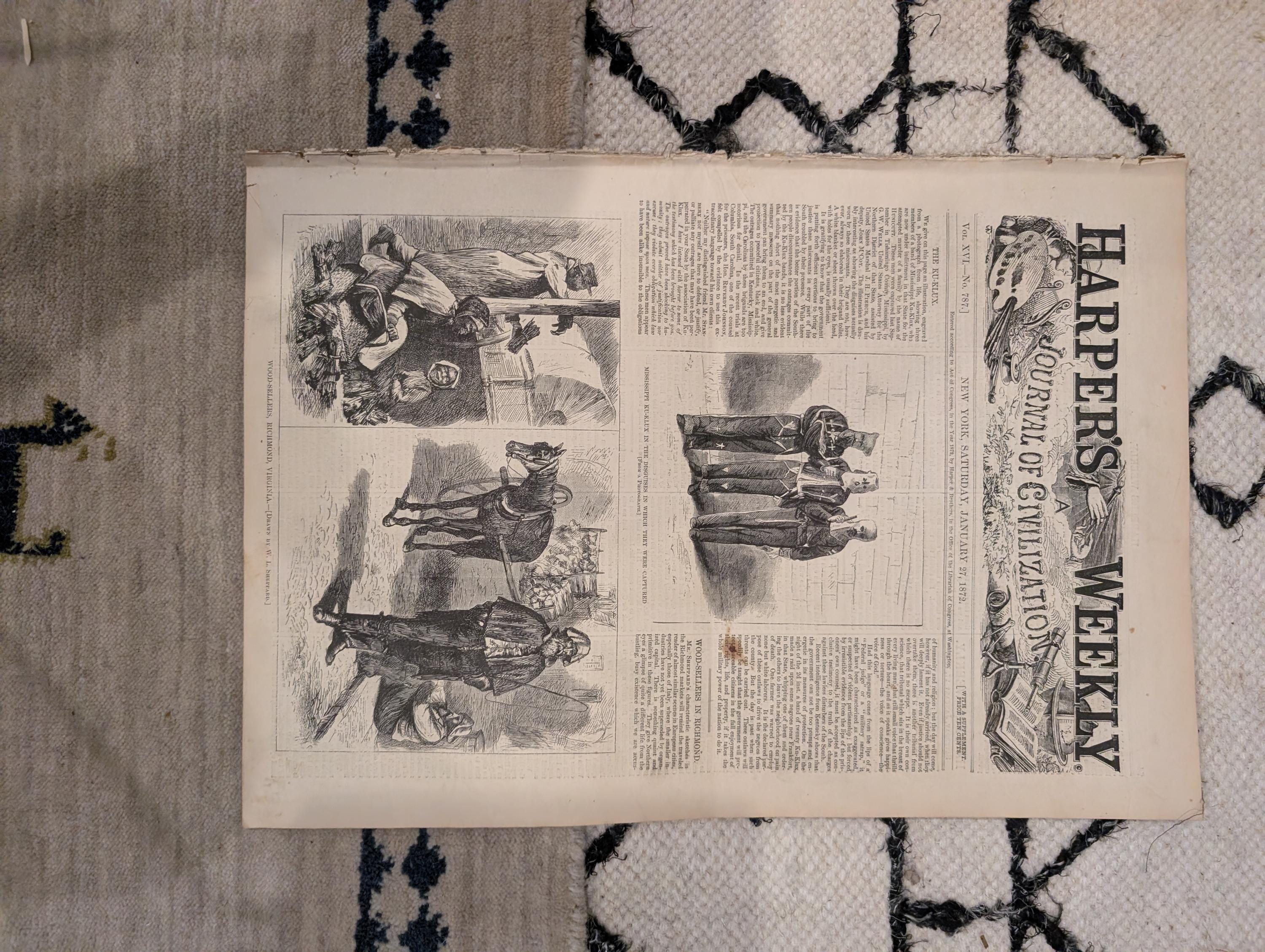 1872 Ku Klux Klan Harper's Weekly January 27 Mormons Brigham Young