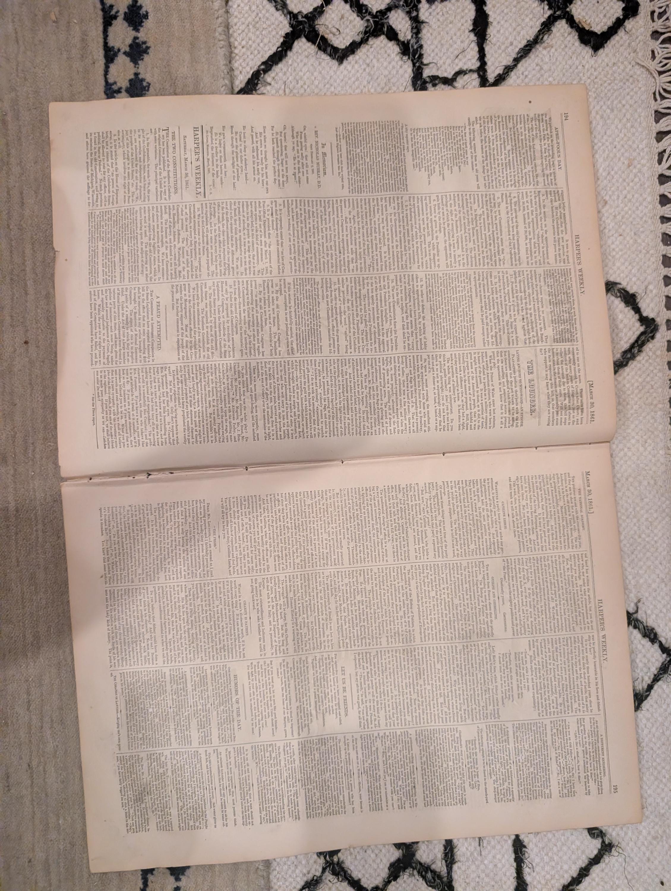 1861 Vassar College Sam Houston Harper's Weekly March 30 New Orleans
