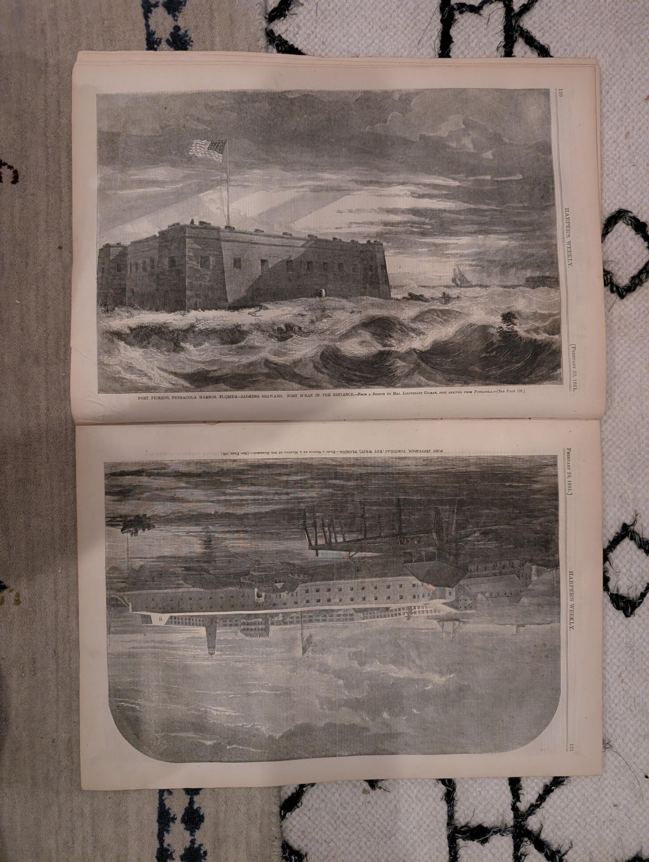 1861 Lincoln Speeches Map of North & South Harper's Weekly Feb 23 Davis Stephens