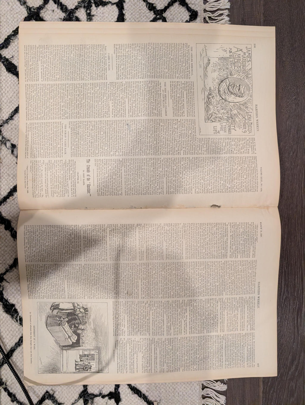 Harper’s Weekly – March 19, 1887 – Henry Ward Beecher Funeral, Geronimo’s Son, Cavalry Charge Centerfold, Fires, Portraits, & More