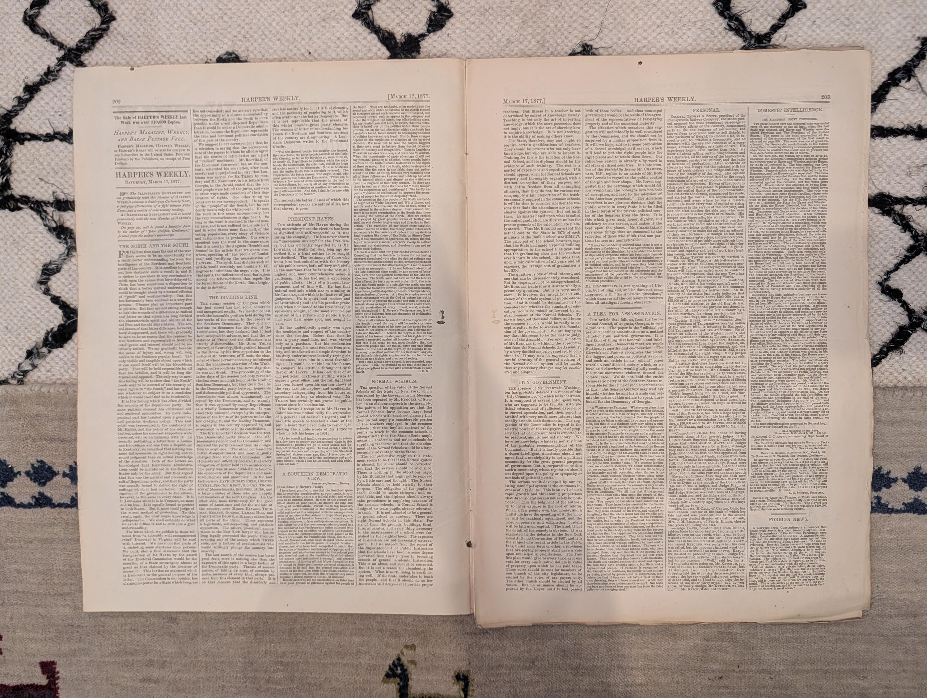 1877 Hayes & First Lady Portraits, Nast, White House, Polar Bears — Mar 17