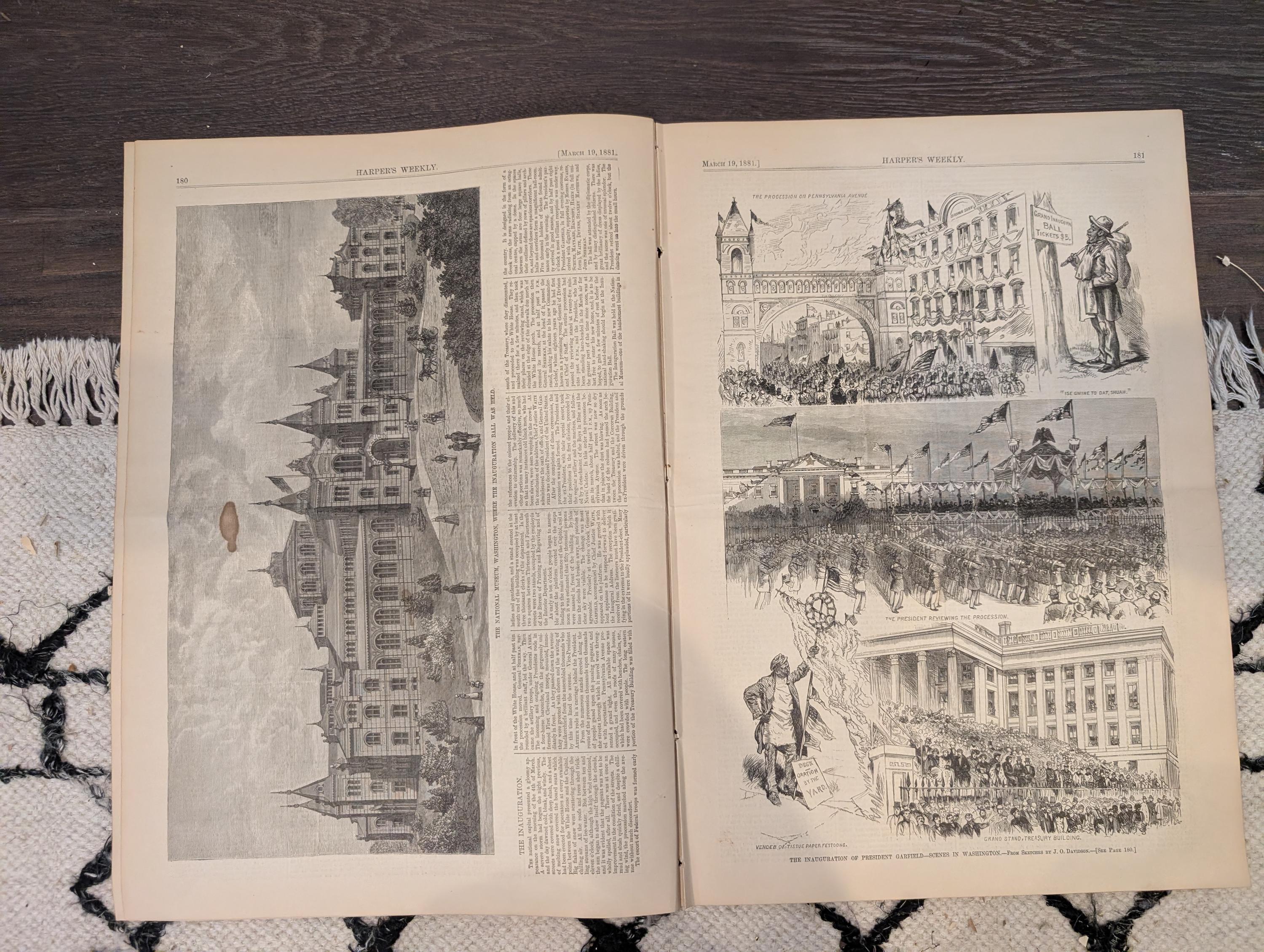 1881 Garfield Inauguration Centerfold, Nast Grant Central Park — Mar 19