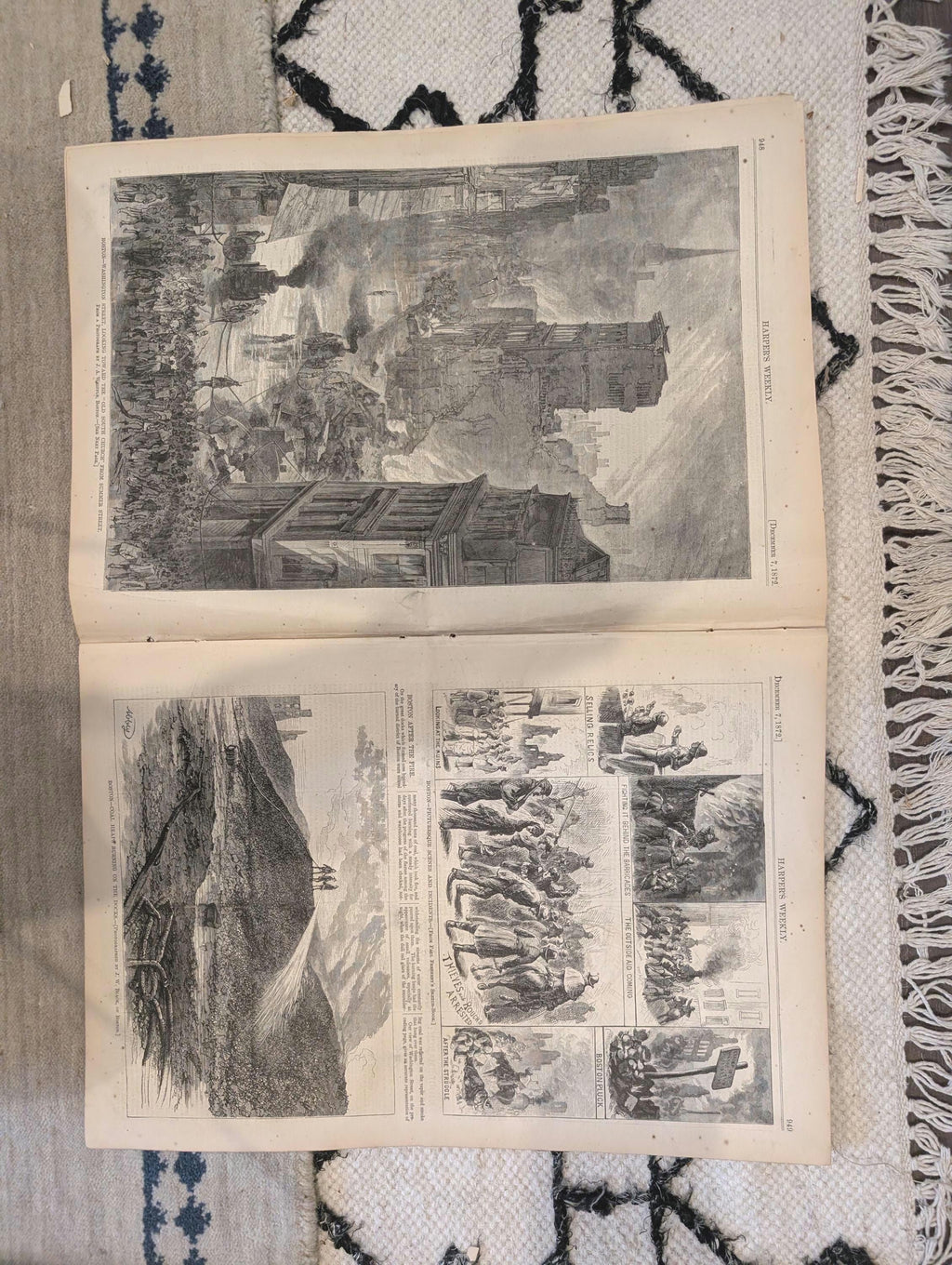 1872 Nast No Surrender Harper's Weekly Dec 07 Boston Fire Gambling