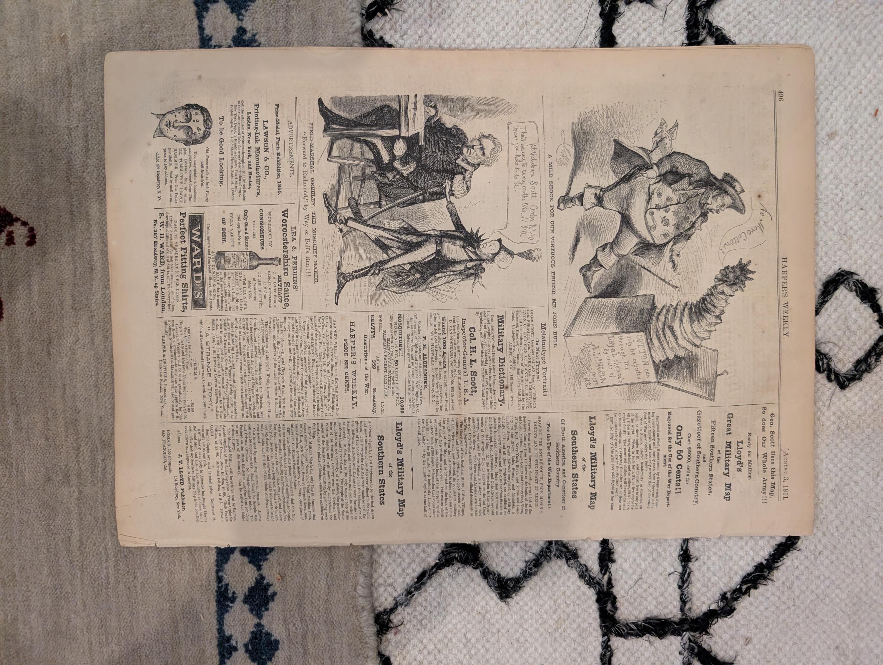 1861 Battle of Bull Run Harper's Weekly August 03 Mississippi Wildcats McClellan