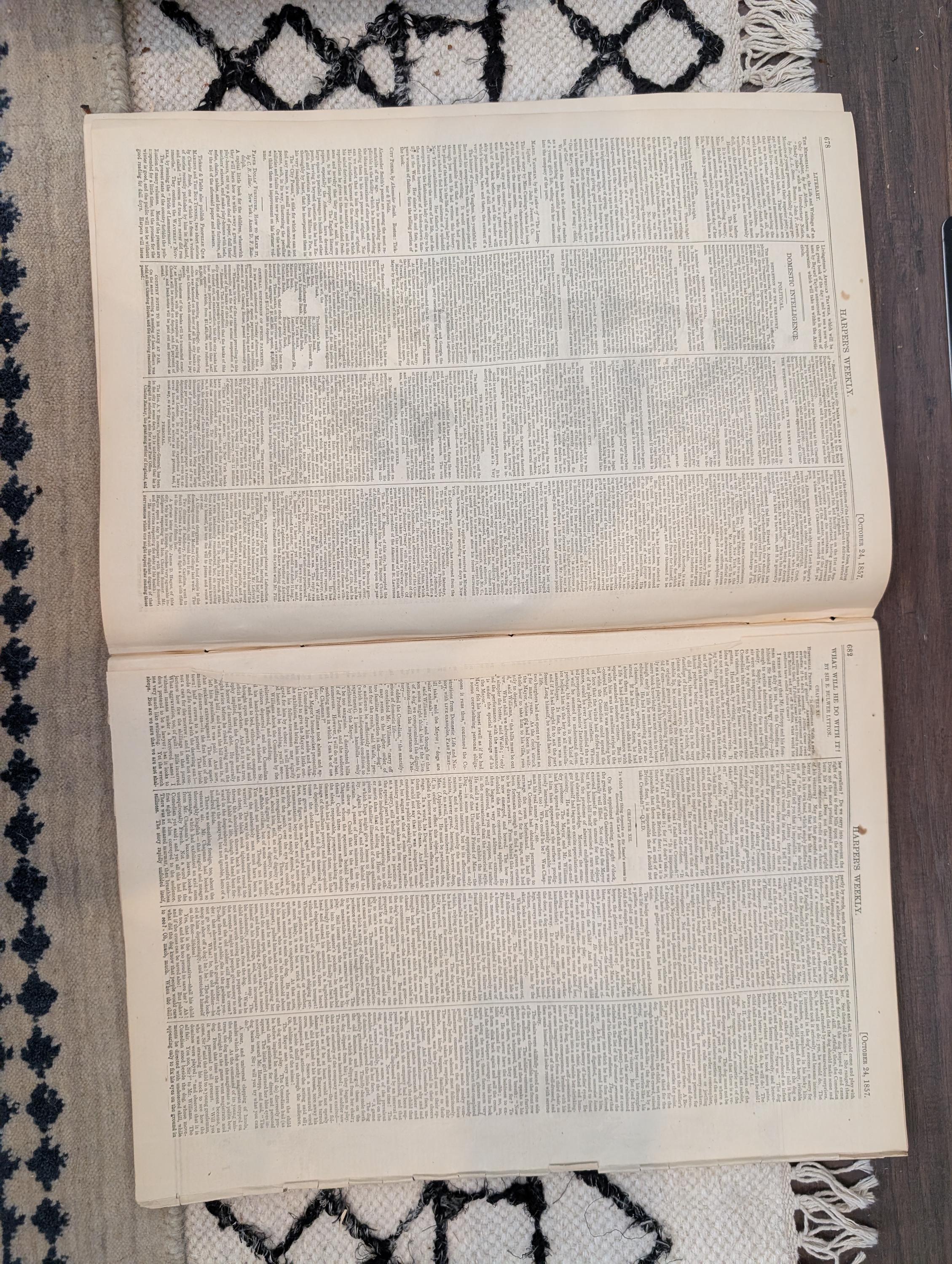 1857 George Washington Harper's Weekly October 24 Paul Morphy India Map