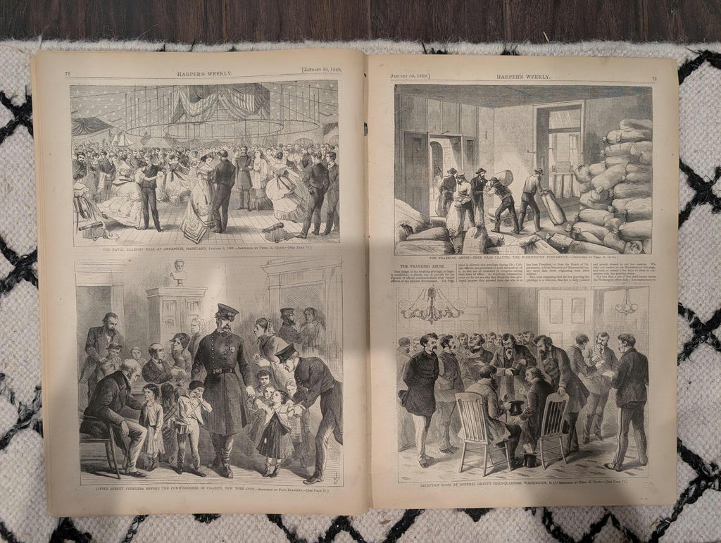 Harper’s Weekly, January 30, 1869 | Great Fire in Philadelphia | Chicago River Tunnel | Antique Illustrated Newspaper | VG Condition